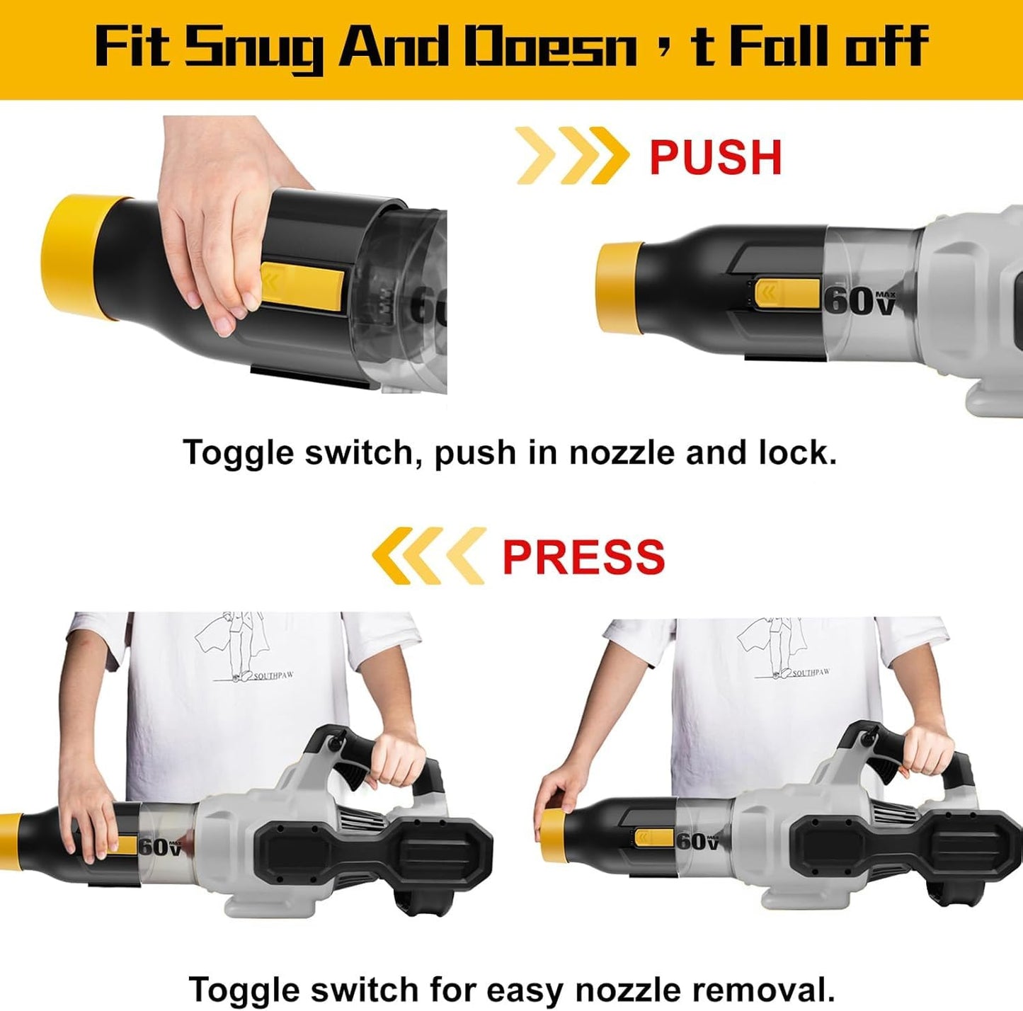Uniqwamo Blower Nozzle Compatible for Dewalt 60V MAX Leaf Blower(DCBL772X1 DCBL772B DCMBA572N), Car Drying Nozzle Compatible for 60V- Bare Nozzle 1 Pack
