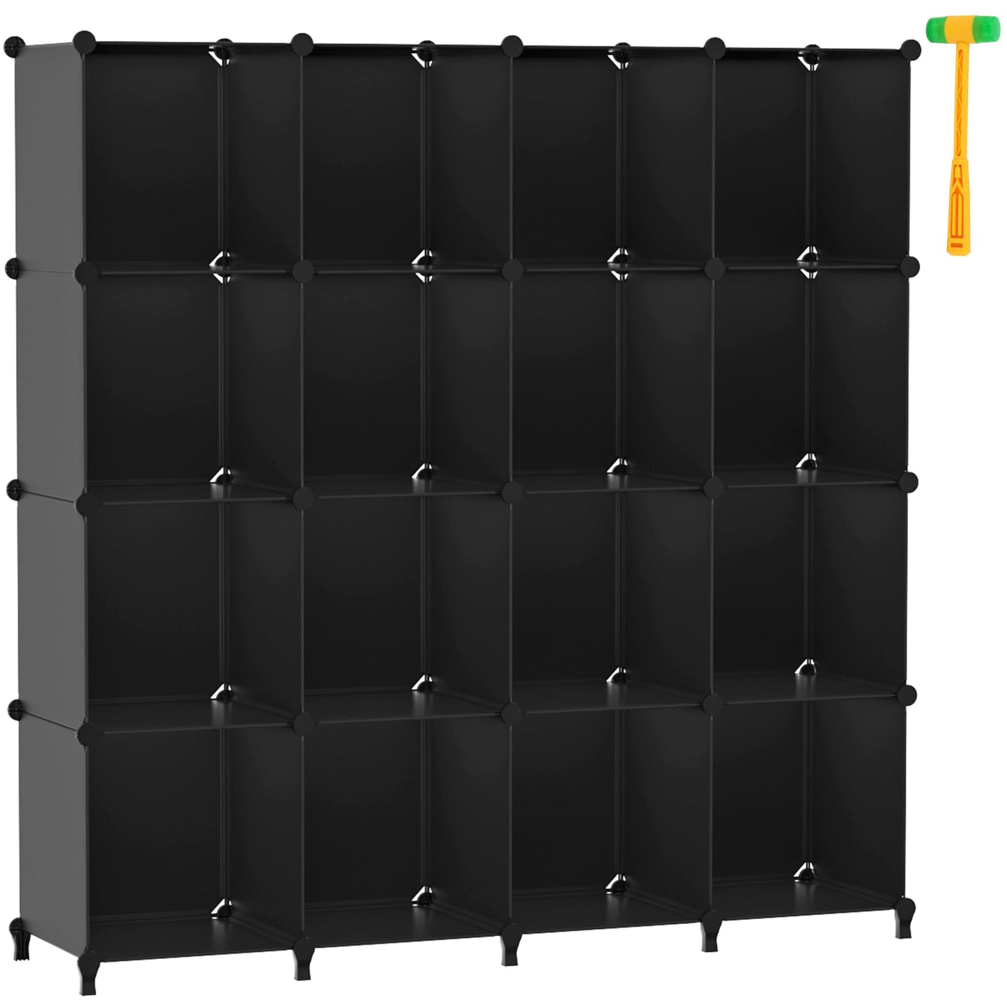 Lxvckly Cube Storage Organizer, DIY Portable 16-Cube Closet Clothes Organizer and Storage Shelving, Modular Home Office Shelves Units for Living Room, Bedroom, Bathroom, Closet Black