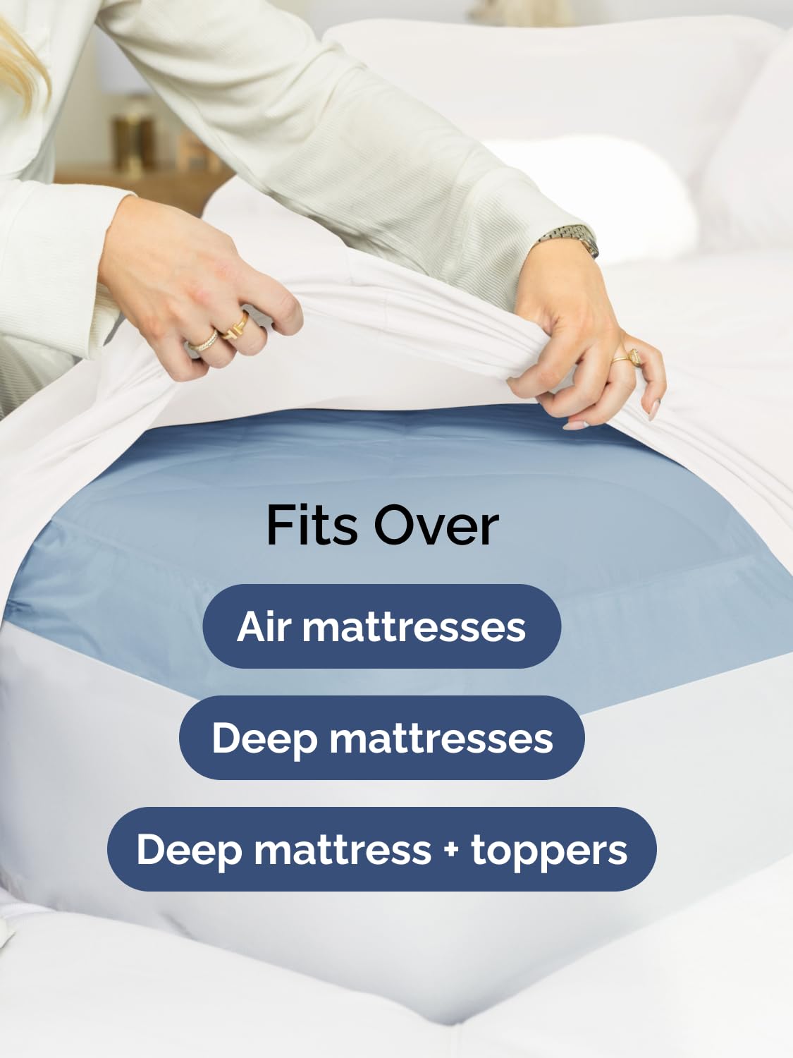 Extra Deep King Fitted Sheet - Hotel Luxury Single Fitted Sheet Only - King Sheet Easily Fits 18 inch to 24 inch Mattress - Soft, Wrinkle Free, Breathable & Comfy Extra Deep Pockets White Fitted Sheet
