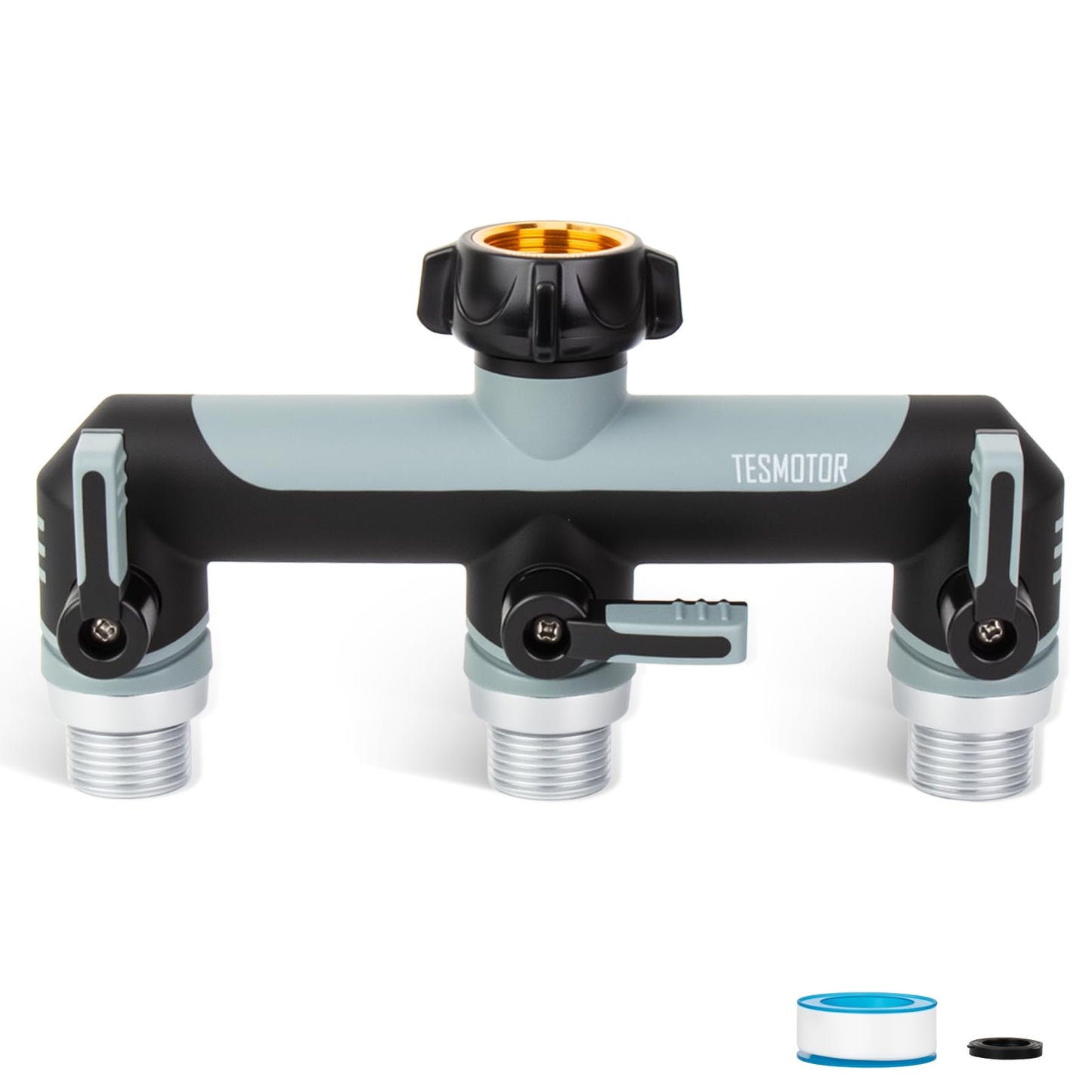 Tesmotor 3-Way Tap Splitter, 3/4 Inch 3 Way Hose Tap Splitter with 3 Individual Valves for Garden Kitchen Faucet