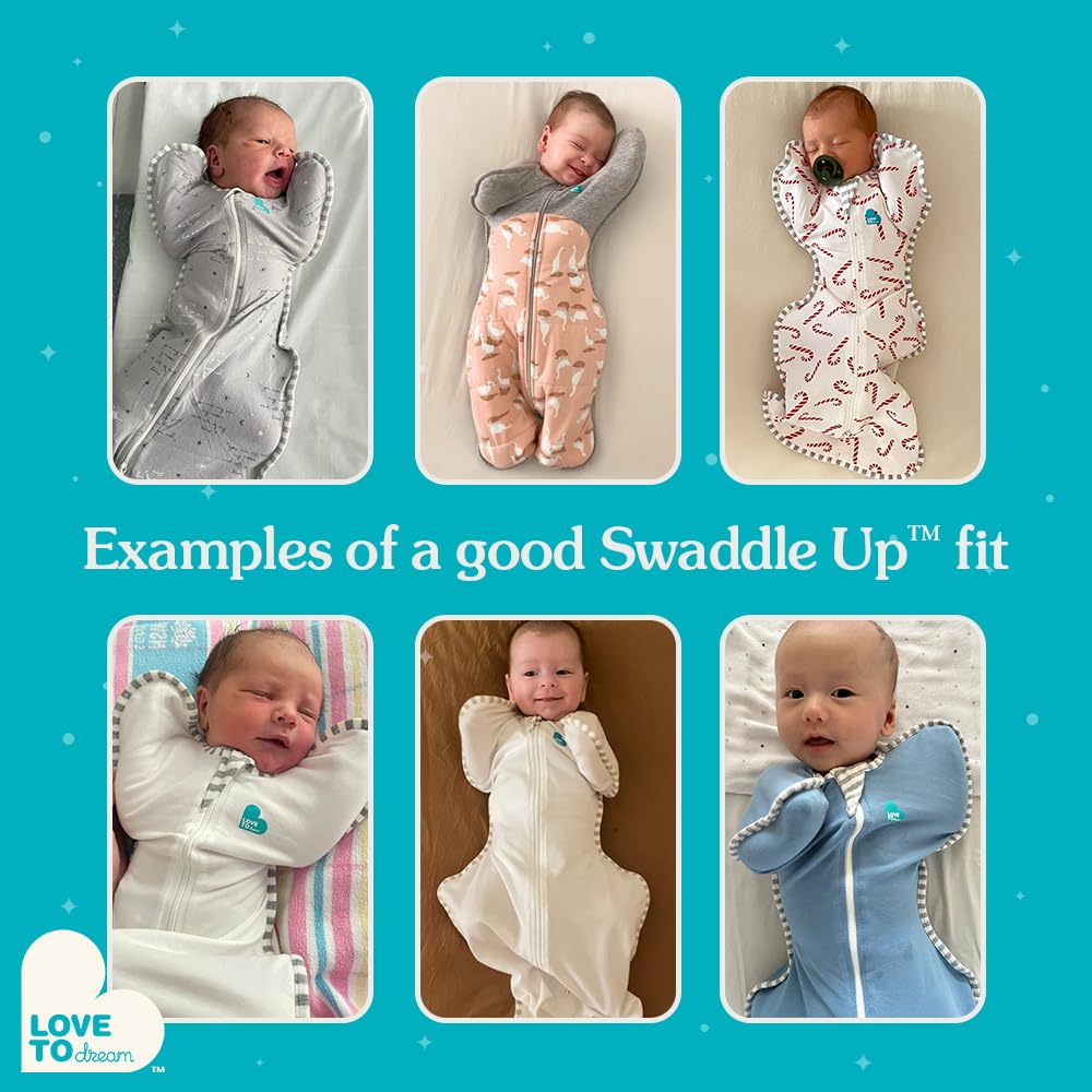 Love To Dream Swaddle, Baby Sleep Sack, Swaddle Up Self-Soothing Swaddles for Newborns, Get Longer Sleep, Snug Fit Helps Calm Startle Reflex, Lite 0.2 TOG Sleep Sack, 6-8.5kg, Light Olive