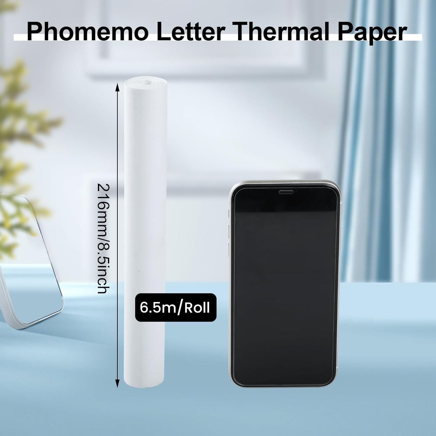 Phomemo US Letter Thermal Paper 4 Rolls, Thermal Printer Paper Supports Continuous Printing, Phomemo Paper Compatible with M832 M832D M834 Portable Printer