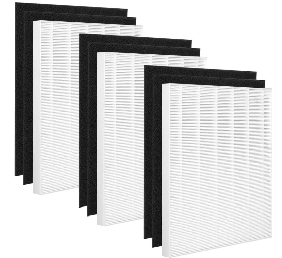 115115 size 21 HEPA Replacement Filter A Compatible with Winix C535, PlasmaWave 5300, 6300, 5300-2, 6300-2, P300, AM90 Air Purifier, 3 True HEPA Filters + 6 Carbon Pre-filters