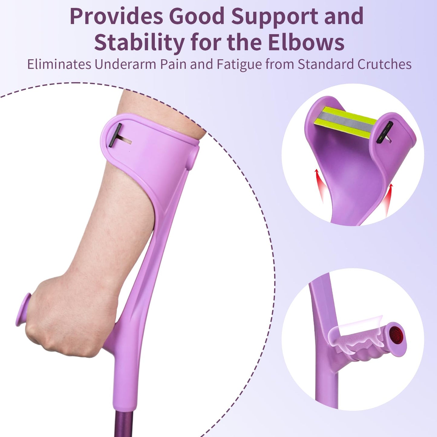 2 Pcs Forearm Crutches for Adults,Folding Walking Cane,10-Level Height Adjustment,Lightweight Aluminum Walking Aid,Rubber Grip, Slip-Resistant and Wear-Resistant,2-Pack Purple.