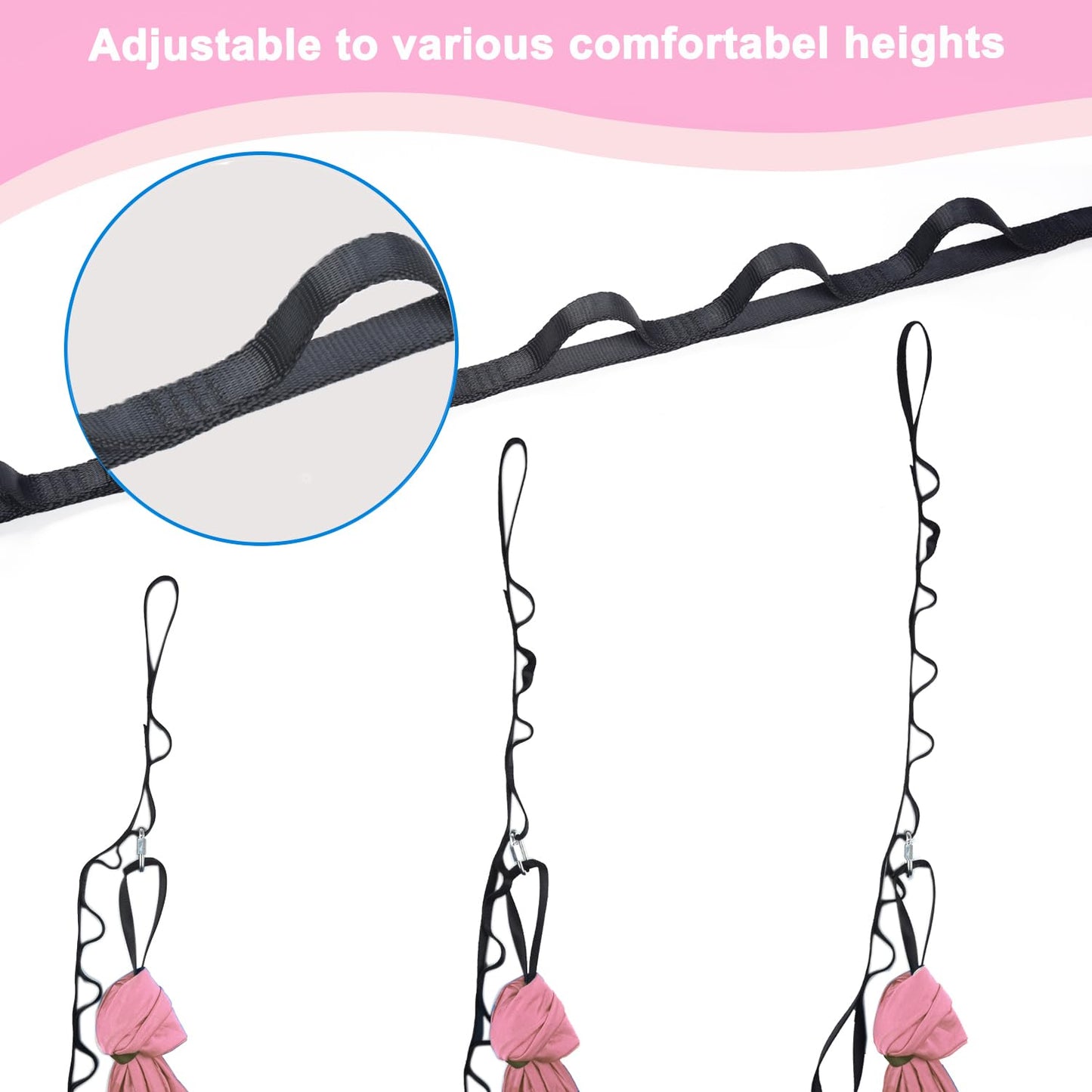 NOSTIFY Sensory Swing, Hanging Hammock Chair for Bedroom with Adjustable Hanger Kit, Relaxing Therapy Swing for Kids Autism ADHD Aspergers (Pink)