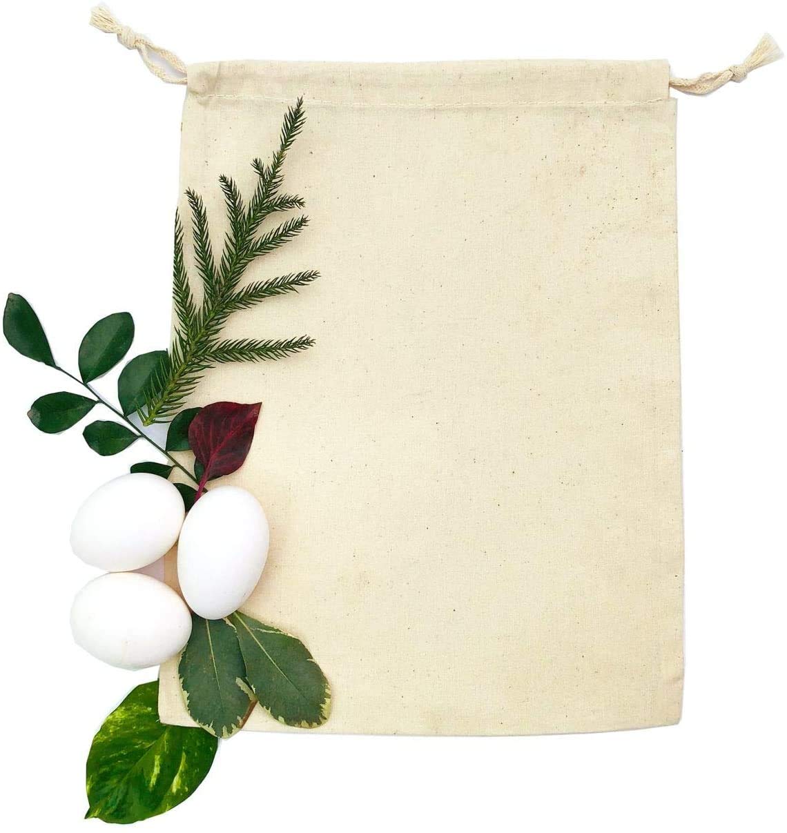 Size 5x7 inches - 100% Cotton Reusable Produce Muslin Bags – Multipurpose Drawstring Storage Pouch for Everyday Use – Pack of 100