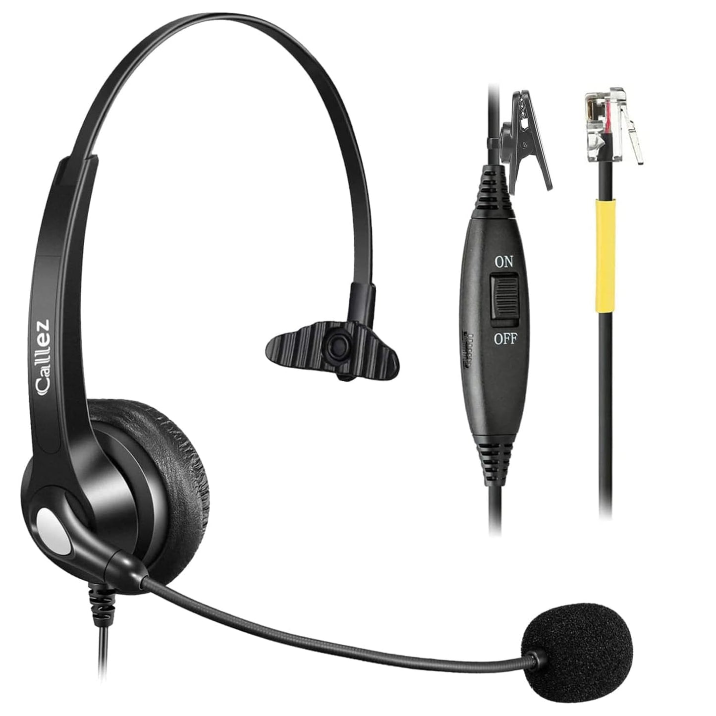 Callez Phone Headset for Yealink Office Phone with Noise Cancelling Mic, RJ9 Mono Telephone Headset Compatible with Yealink T20P T33G T46G T48G T46S T48S T53W T54W Avaya 1608 9608 J179