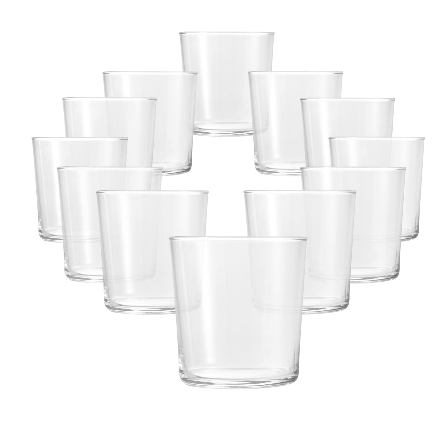 Bormioli Rocco Bodega Collection Glassware – Set of 12 Medium 12 Ounce Drinking Glasses for Water, Beverages & Cocktails – 12oz Clear Tempered Glass Tumblers