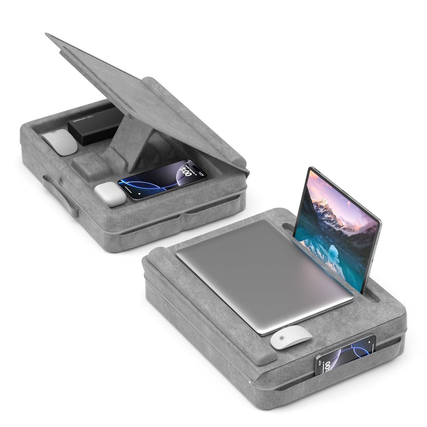 KDD Portable Laptop Lap Desk with Storage Tray - Adjustable Laptop Table for Bed Sofa - Lap Laptop Pillow Stand Table with Anti-Slip Strip & Tablet Phone Slot Holder - Lap Writing Board, Drawing Desk