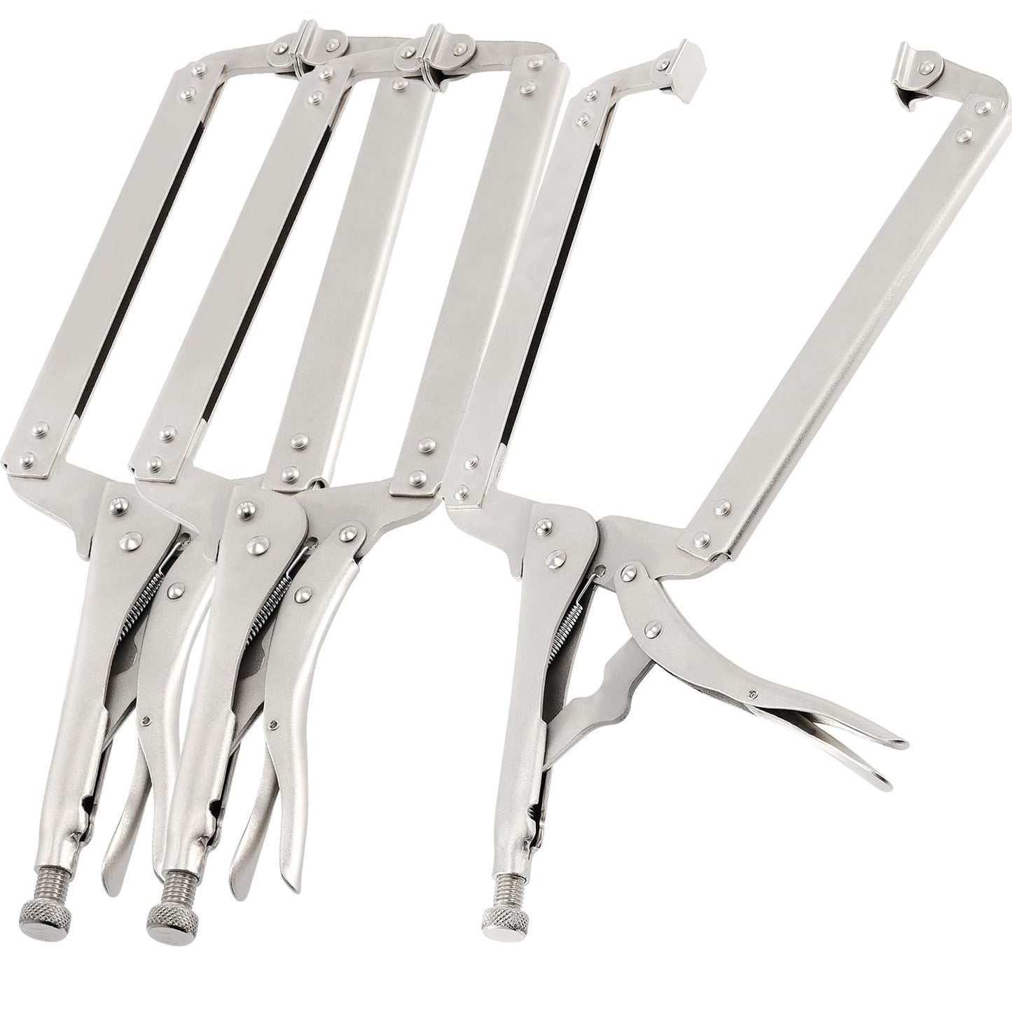 JOIKIT 3PCS 18 Inch C-Clamp Locking Pliers, Welding Pliers, C-Clamp with Swivel Pads, Vise Grip C-Clamp for Carpentry, Welding, Electrical Equipment
