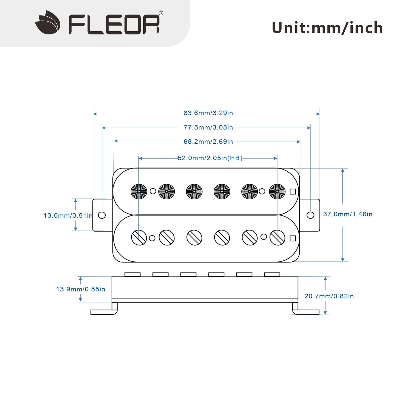 FLEOR Black Guitar Humbucker Pickups Alnico 5 Bridge Pickup 14-15k