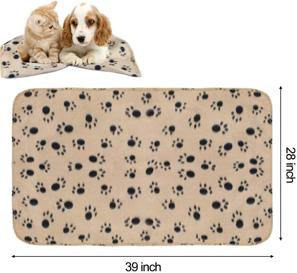 12 Pieces 39 x 28 Inch Pet Blankets with Paw Print Dog Cat Soft Fleece Blanket Sleep Mat Pad Bed Cover for Kitten Puppy and Other Small Animals (4 Colors)