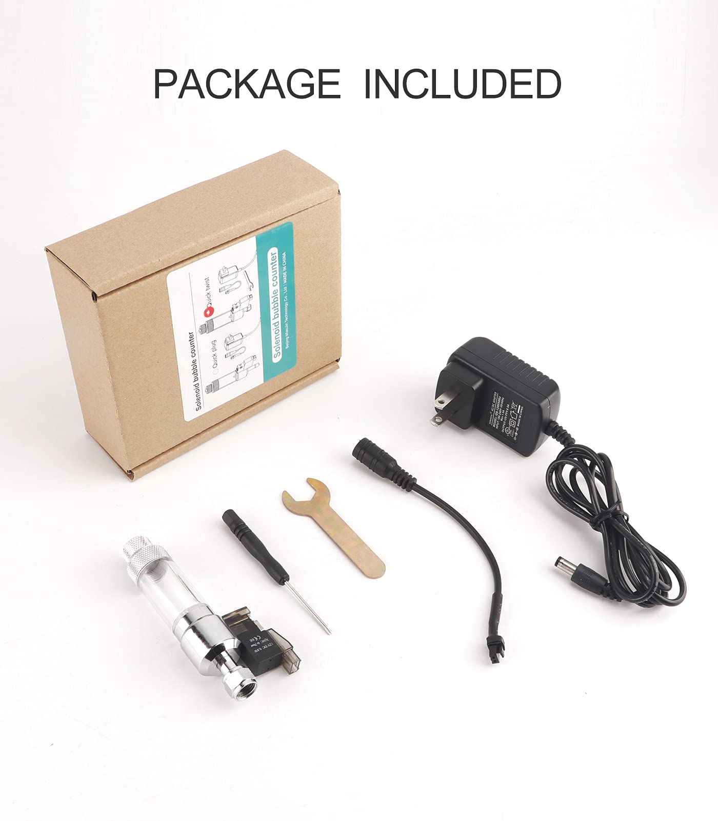 Clscea CO2 Bubble Counter with Solenoid Valve and Check Valve for CO2 Generator Regulator Planted Aquarium Screw Connection