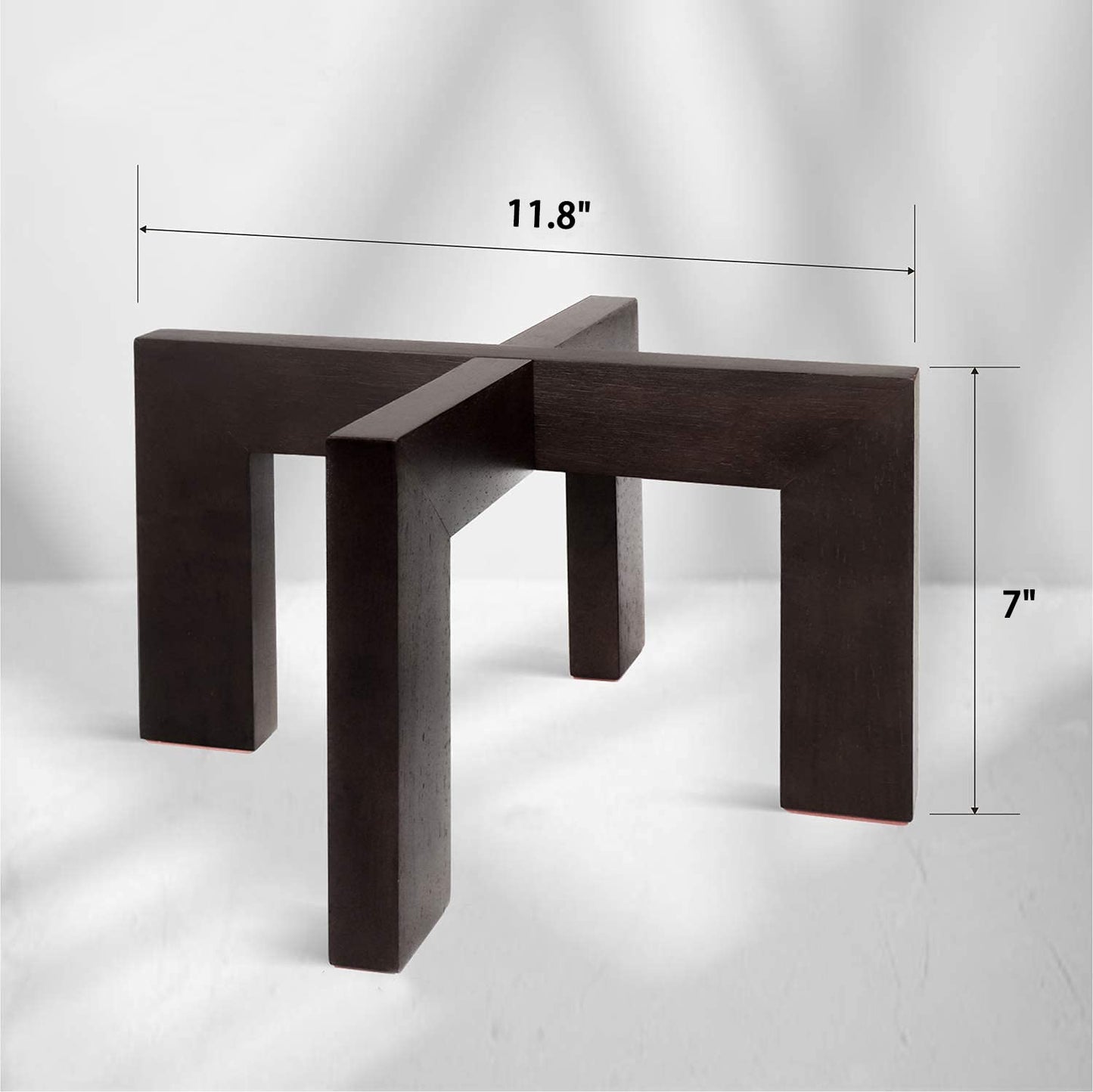 2 Pack Plant Stand Indoor Outdoor, Mid Century Plant Stand for Indoor Plants, Wood Modern Plant Holder Rattan Flower Plant stool, Low Short Boho Rustic Planter Stand, Fit 5-15 Inch Pot