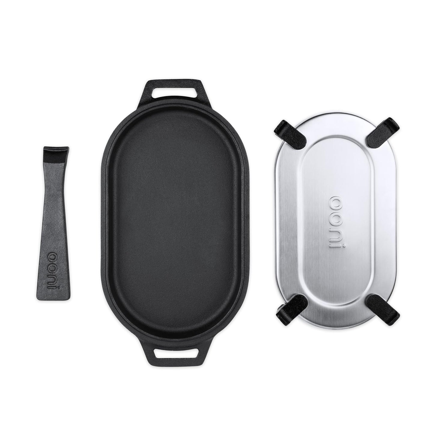 Ooni Cast Iron Sizzler Plate - Pan With Removable Handle - Pre-Seasoned Oven Safe Griddle Cookware