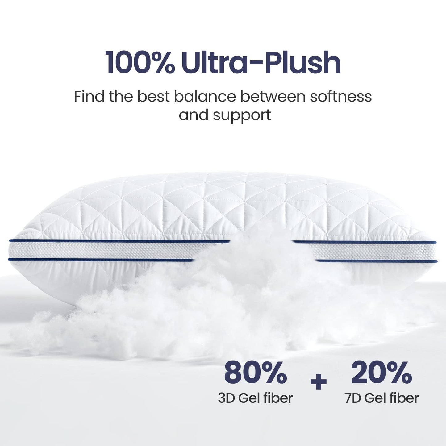 BedStory Bed Pillows for Sleeping-Queen Pillows 2 Pack-Cooling Pillows with Mesh Design-Premium Soft Down Alternative Fill Supportive for Back, Stomach or Side Sleepers,White