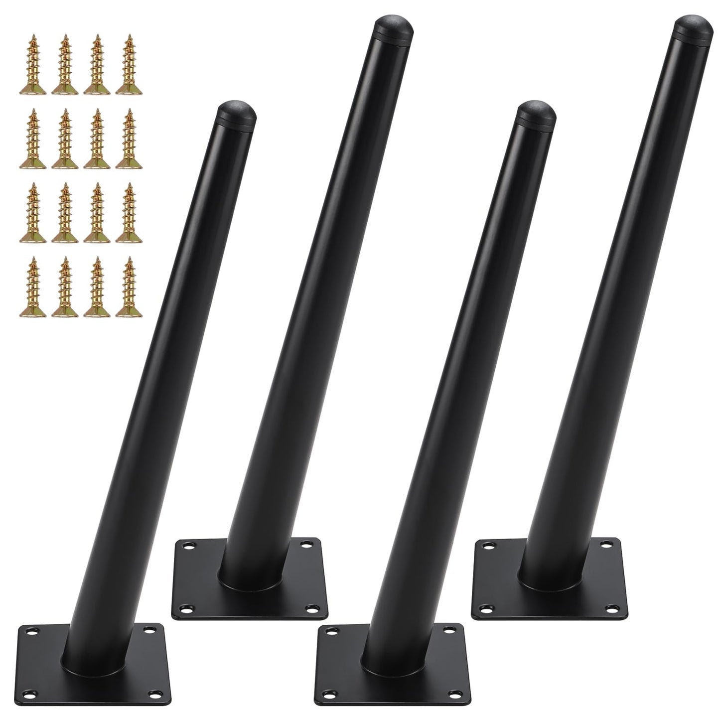 RealPlus 16 Inch Furniture Legs, Heavy Duty Metal Replacement Legs for Bench Chairs Cabinets Cupboard Coffee Table End Table and DIY Projects, Mid-Century Style