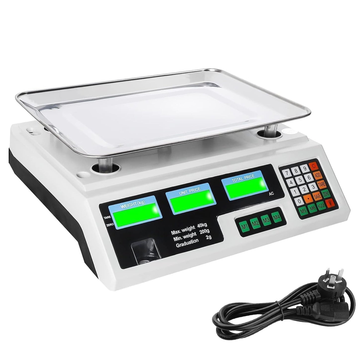 60LB LCD Electronic Price Computing Scale 30KG Scale LCD Digital Commercial Food Weight Scale for Electrical Computing Retail Counting Equipment for Kitchen Stores Restaurant Market Farmer ﻿