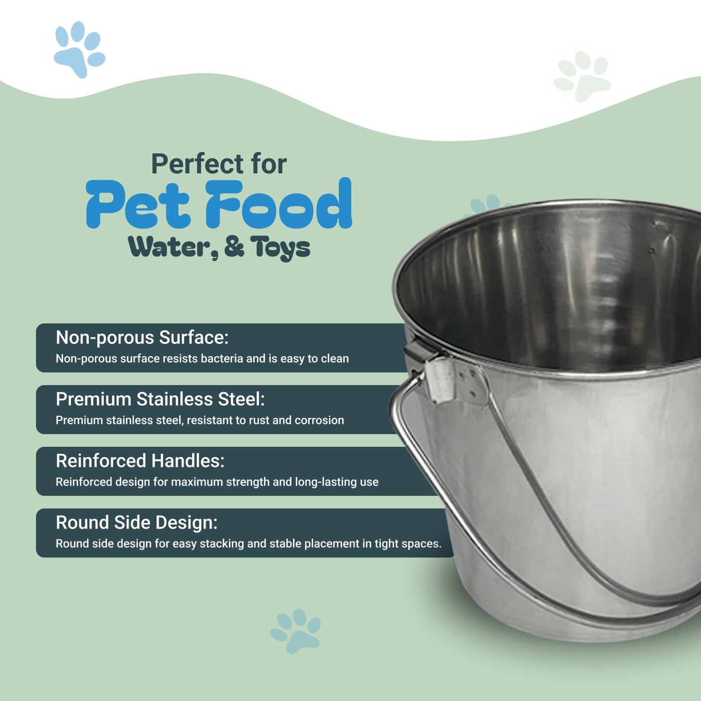 Advance Pet Products Heavy Stainless Steel Round Bucket, 6 Quart