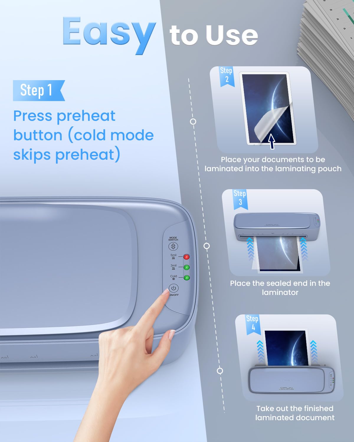 13 Inch Laminator Machine 11x17 with Laminating Sheets Personal Laminator for Teachers, 60S Warm Up Cold Thermal Lamination Machine for Home Office, A3 Laminating Machine Portable Paper Laminate Kit