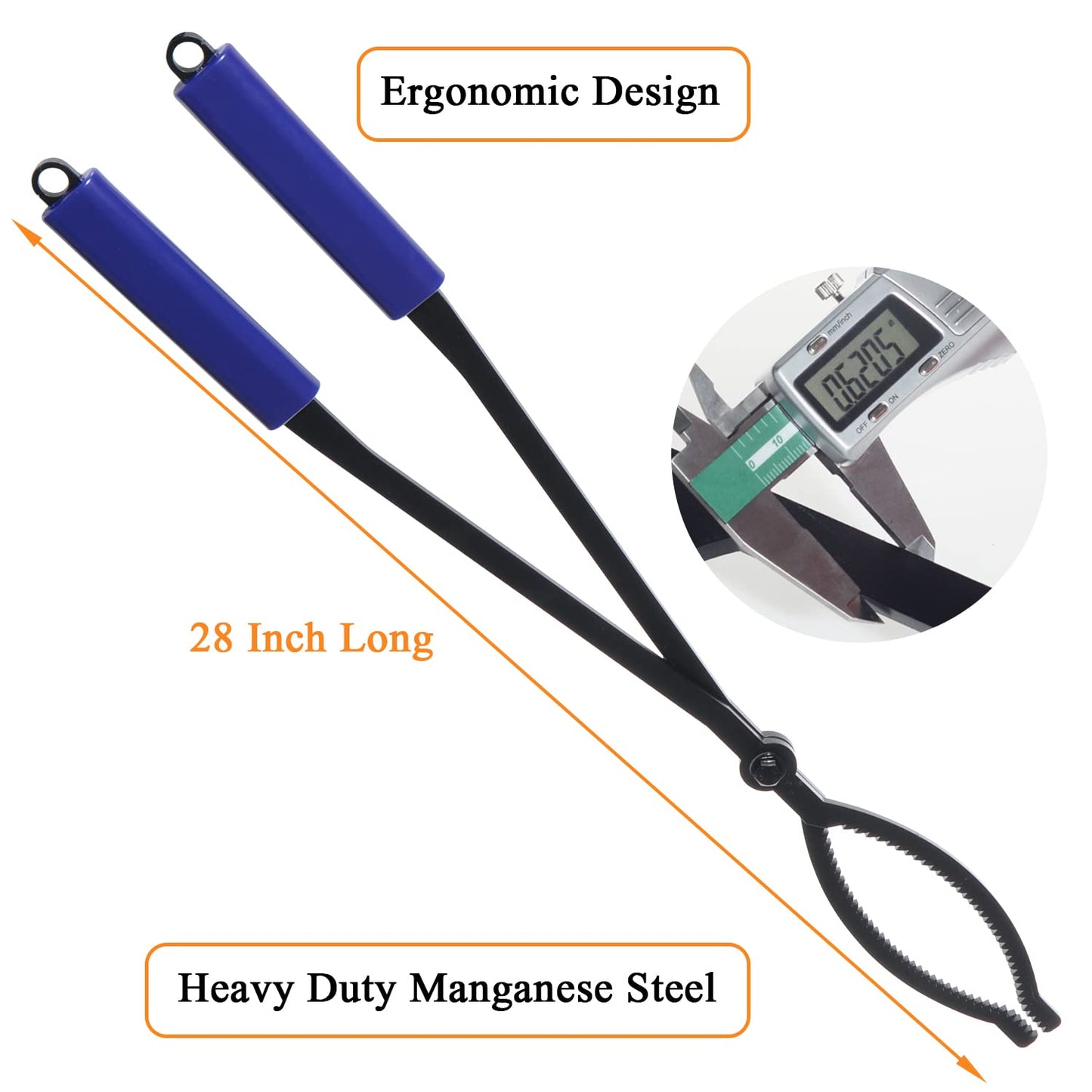 28" Firewood Tongs Log Grabber for Outdoor Indoor Campfire Firepit Bonfire Fireplace Tongs Heavy Duty Wrought Rustproof Safely Moves Firewood