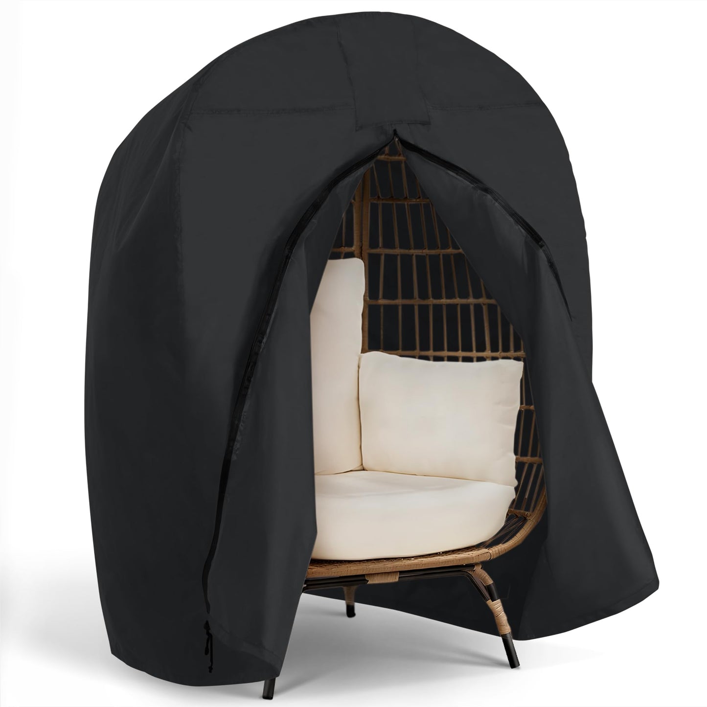 SUNCREAT Lawn Egg Chair Cover, Patio Furniture Cover for Indoor Outdoor Lounger, Medium Size, Black