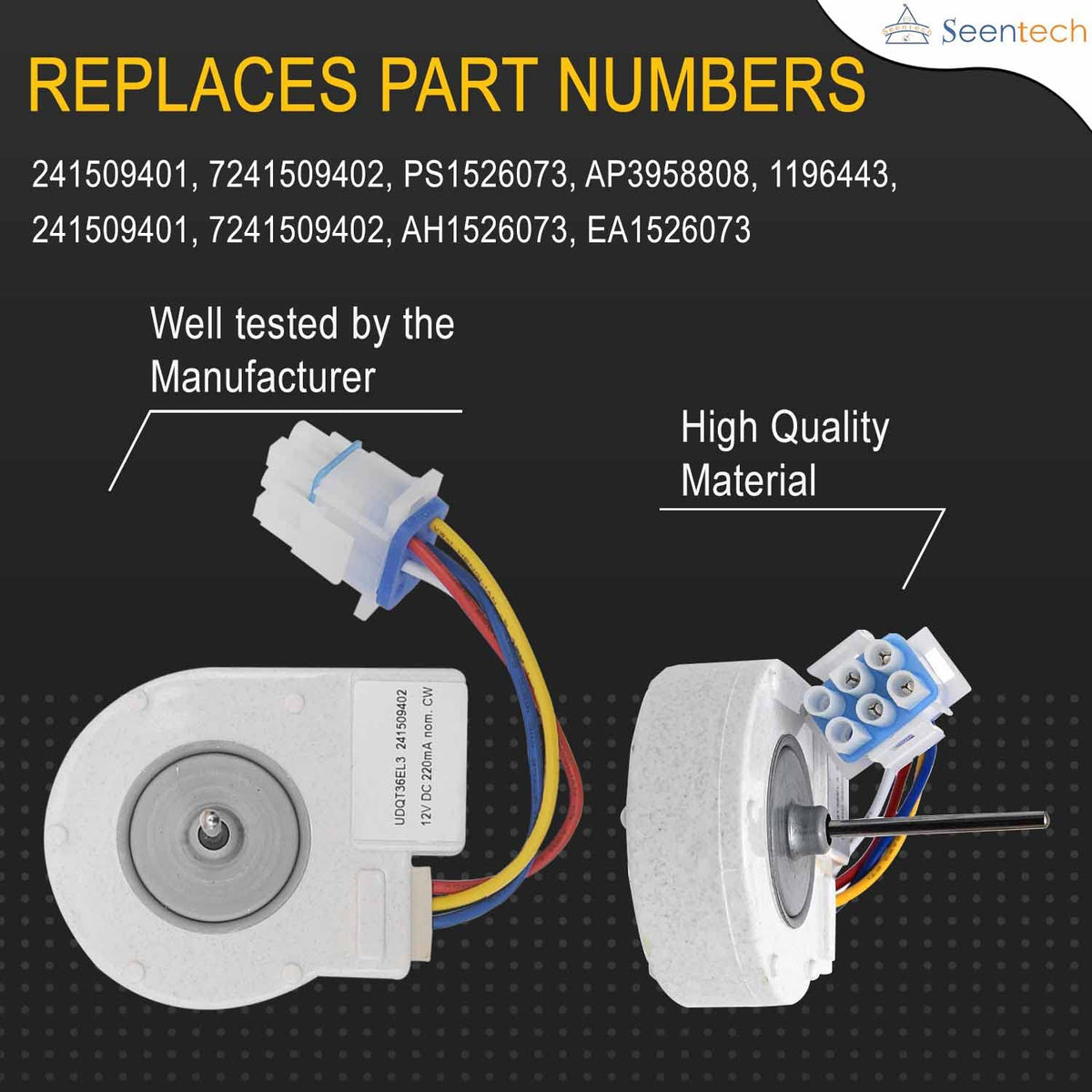 241509402 Evaporator Fan Motor - Exact fit for Kenmore Refrigerator: Replace Part Number 241509402, AP3958808, PS1526073