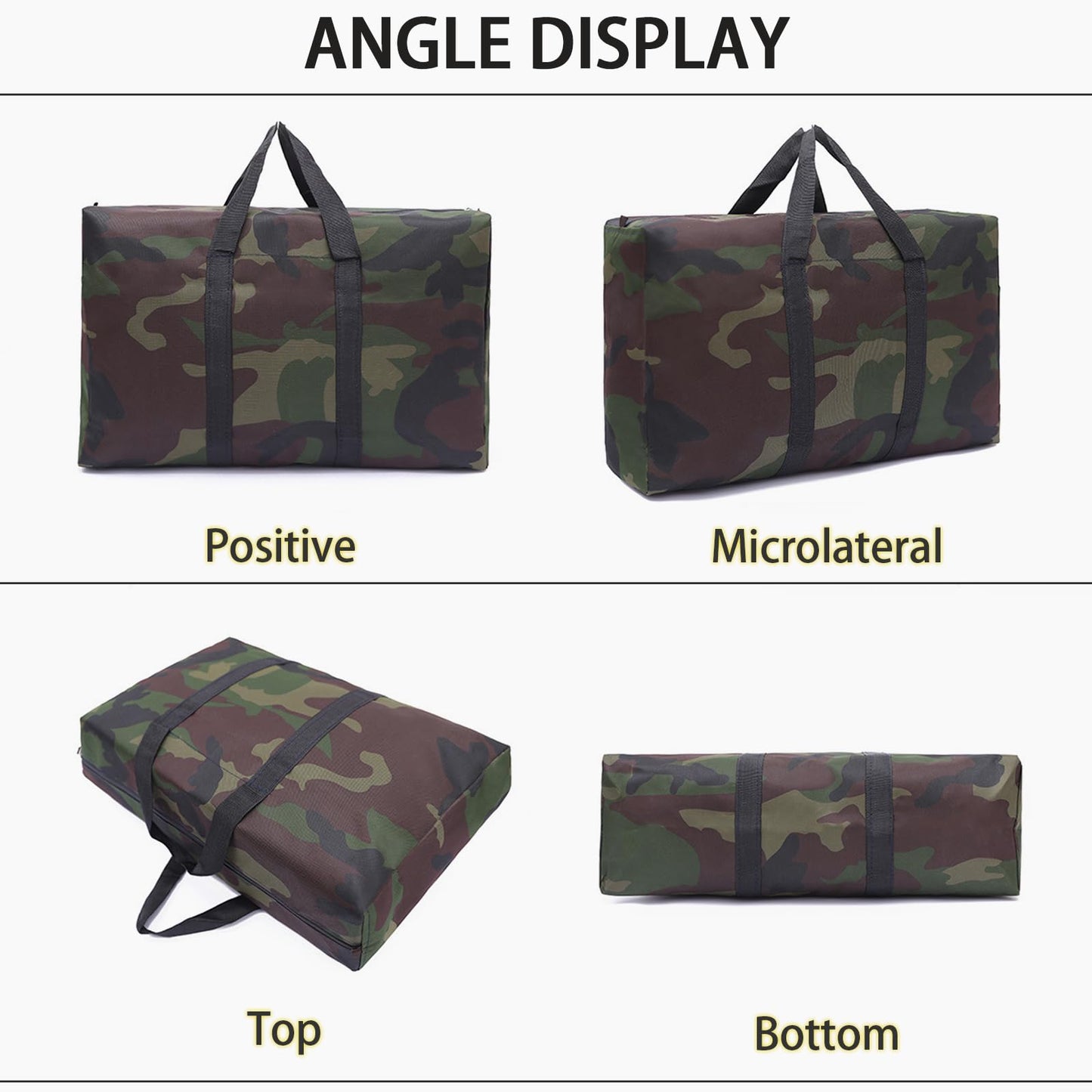 4 Packs Camouflage Extra Large Moving Bags, 125L Heavy Duty Storage Bags, Waterproof Oxford Storage Tote Duffle Bag with Zippers for Clothes, Bedding, Comforters, Pillows, Moving