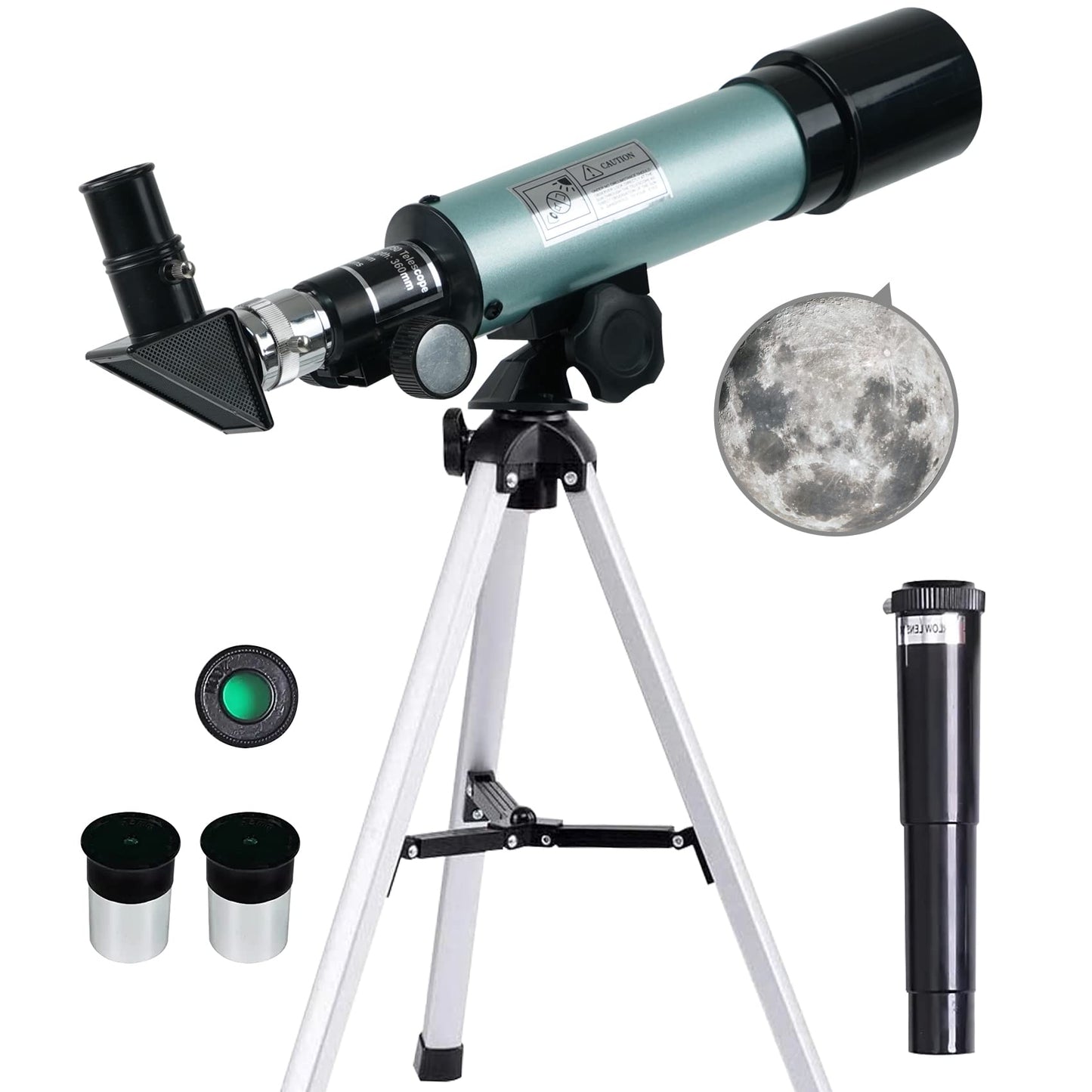 Mijiaowatch Telescopes for Kids, 50mm Aperture 360mm Astronomical Telescope 90X Zoom HD Outdoor Monocular Space Telescope Portable Refractor Spotting Scope with Tripod for Kid/Adult/Beginner (50mm)
