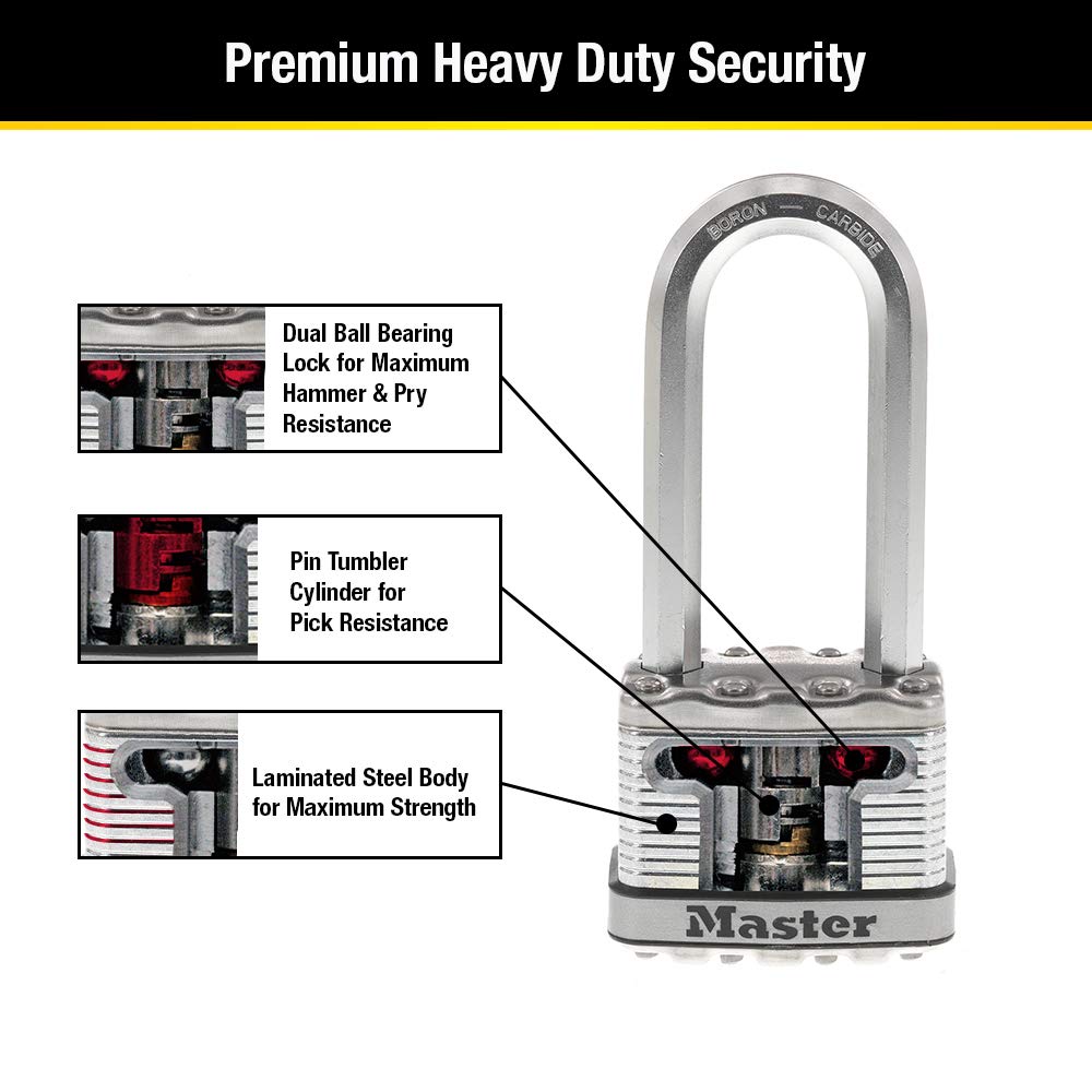 Master Lock Magnum Heavy Duty Outdoor Padlock with Key, 2 Pack Keyed-Alike, M5XTLJ