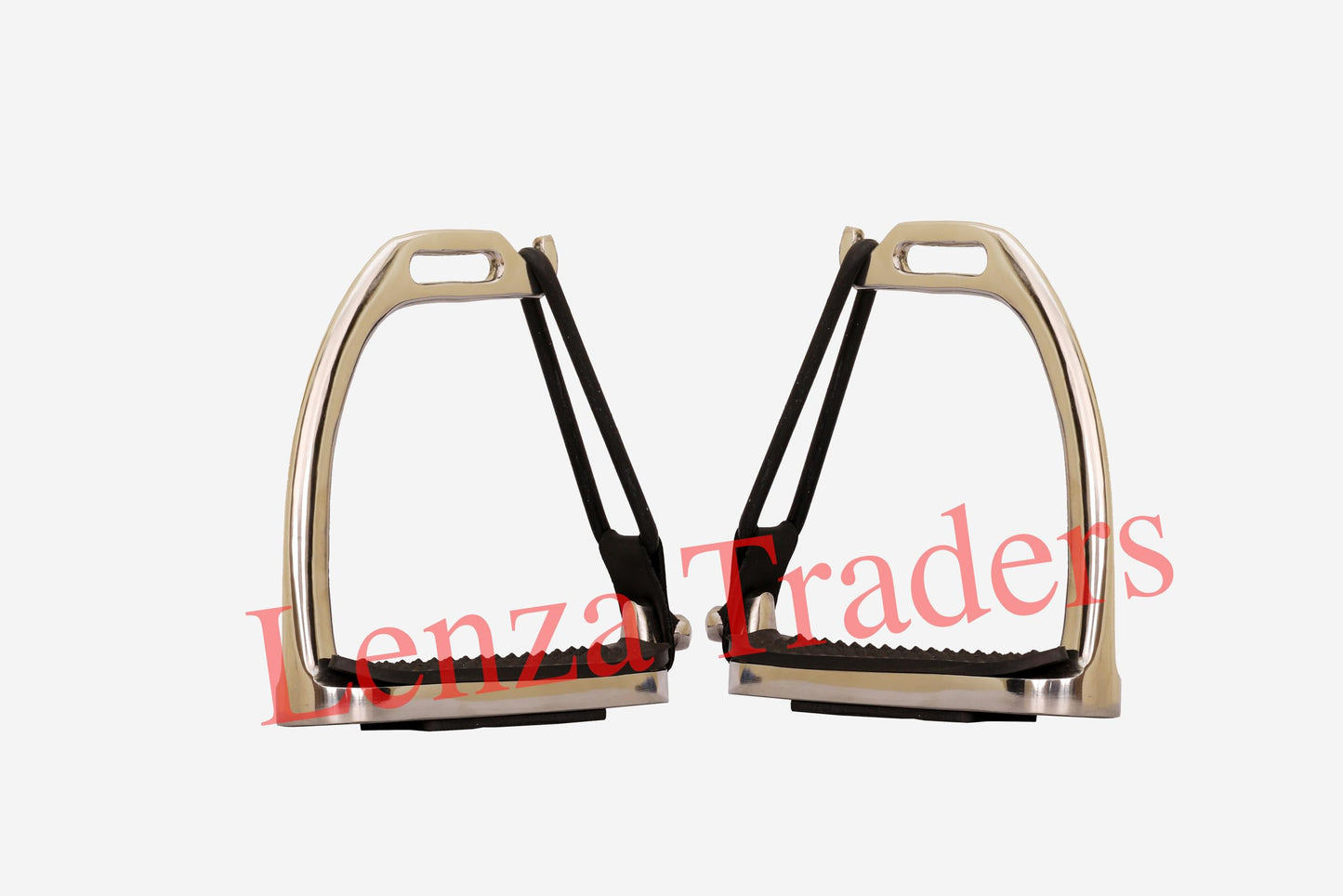 Peacock Silver Polish Safety Stirrups Fillis Horse Riding S/Steel with Rubber & TREADS (4" inch)