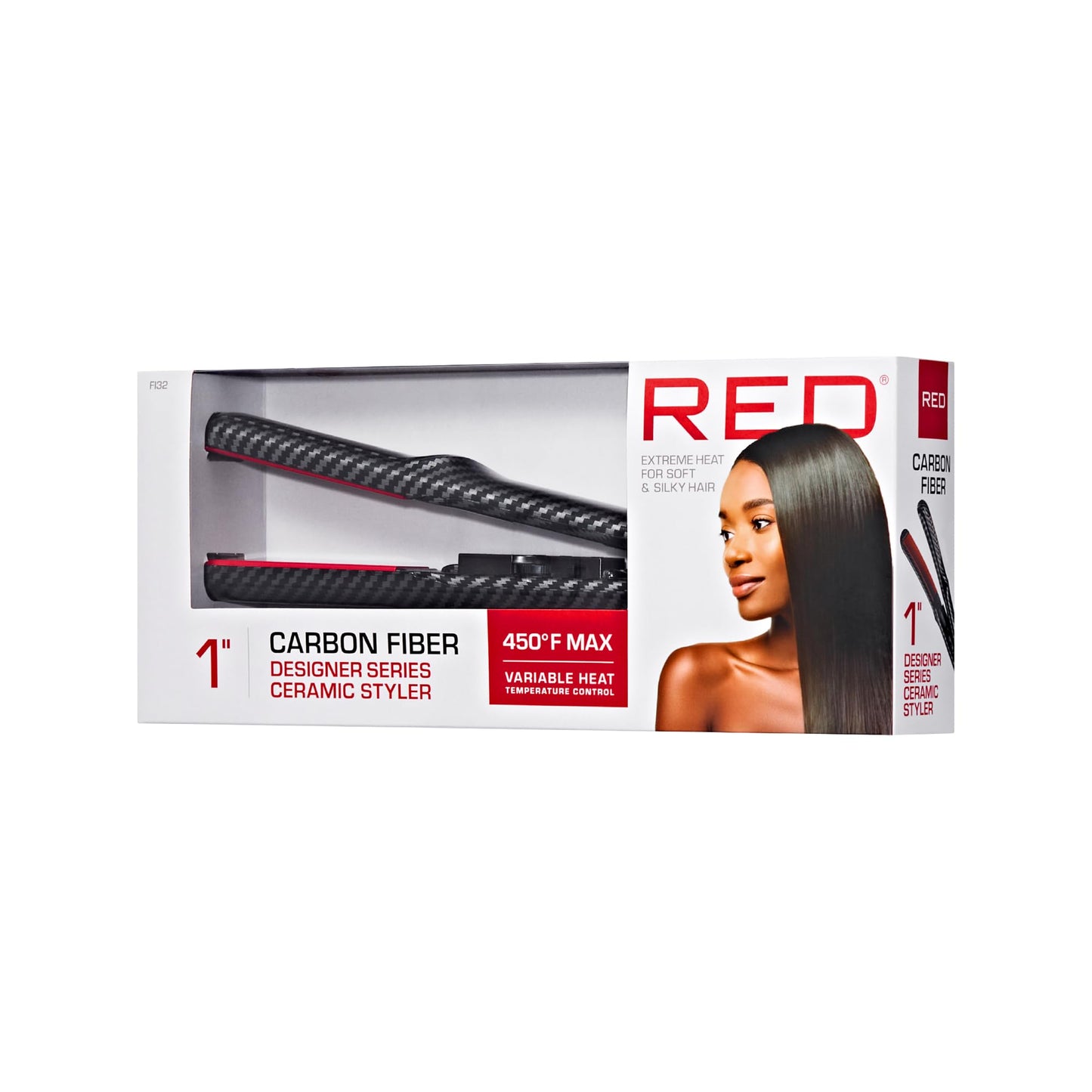 Red by Kiss 1" Designer Series Ceramic Styler Flat Iron – 450°F Max Heat, Variable Heat Control, 1 Inch Flat Iron for Soft & Silky Hair, 360° Swivel Cord, Frizz-Free, Professional Styling Tool
