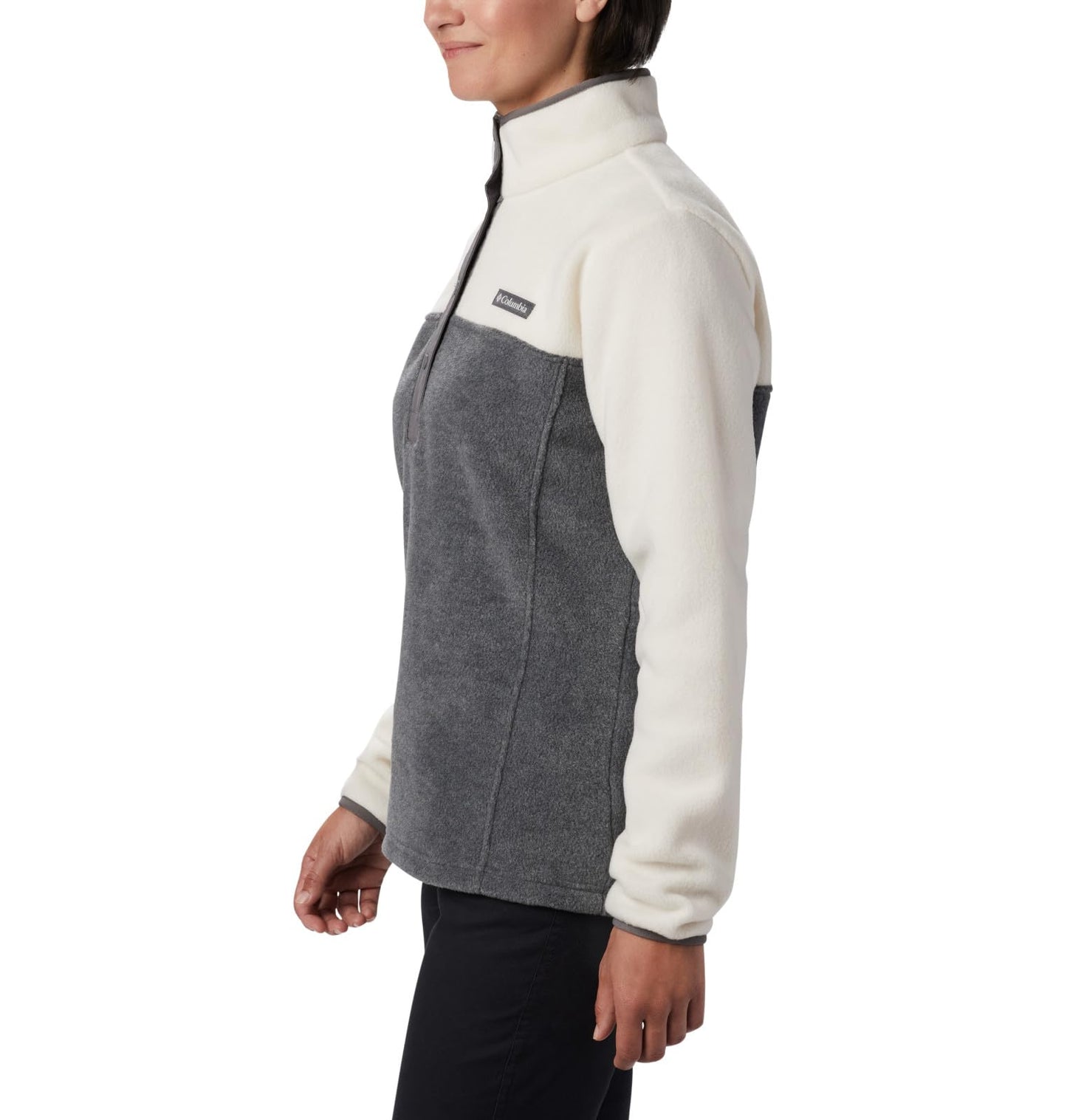 Columbia Women's Benton Springs Half Snap Pull Over II, City Grey Heather/Chalk, X-Large