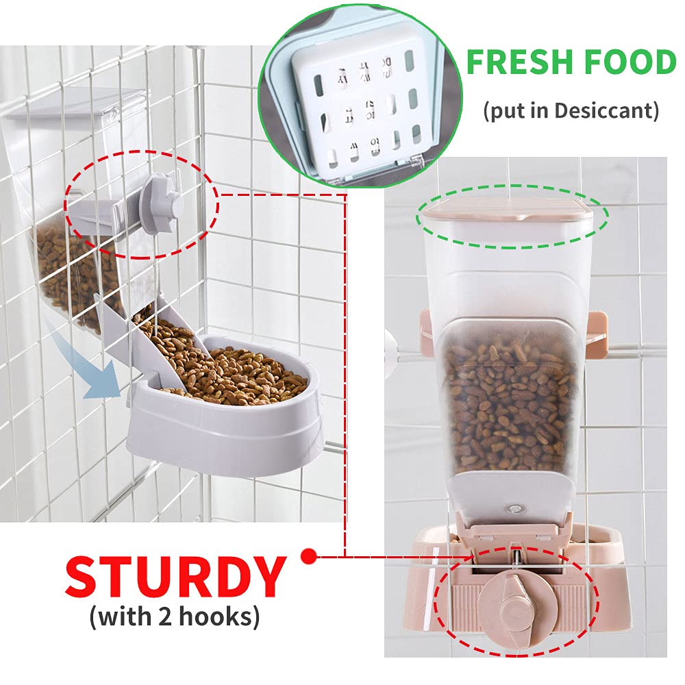 Oncpcare Rabbit Food and Water Bowl Set for Cage - Small Animal Food Dish for Rabbits, Ferrets, Cats, Birds