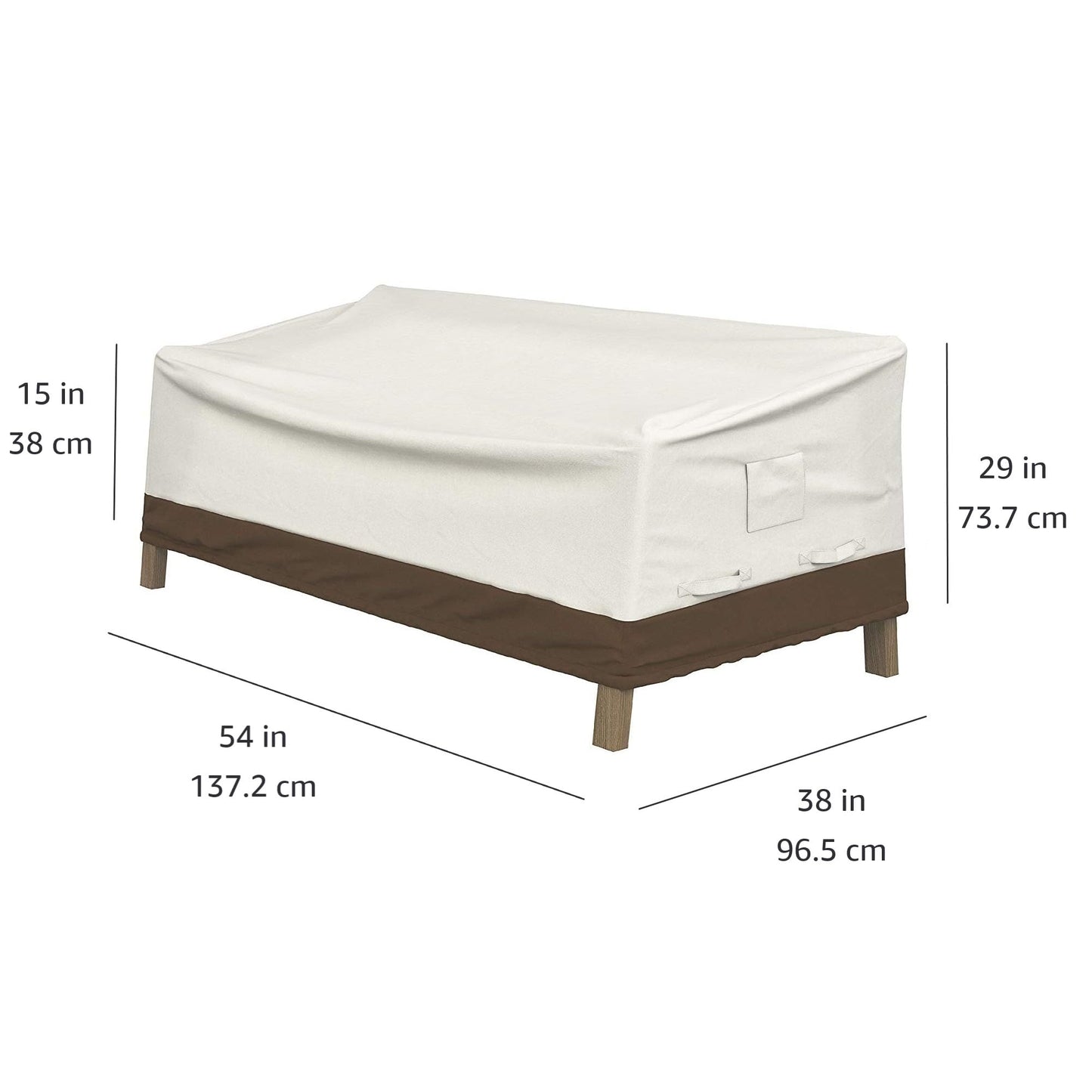 Amazon Basics 2-Seater Deep Lounge Sofa, Outdoor Couch and Patio Furniture Covers, Waterproof, Anti-UV, Durable, Beige/Tan