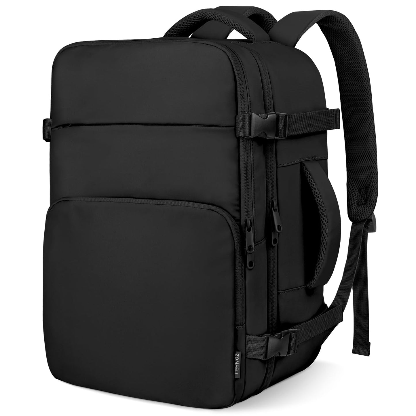 ZOMFELT Travel Backpack for Women Men, Carry on Backpack, TSA 17.3 inch Laptop Backpack Flight Approved, Personal Item Travel Bag Nurse Bag Casual Daypack for School Weekender Business Trip, Black
