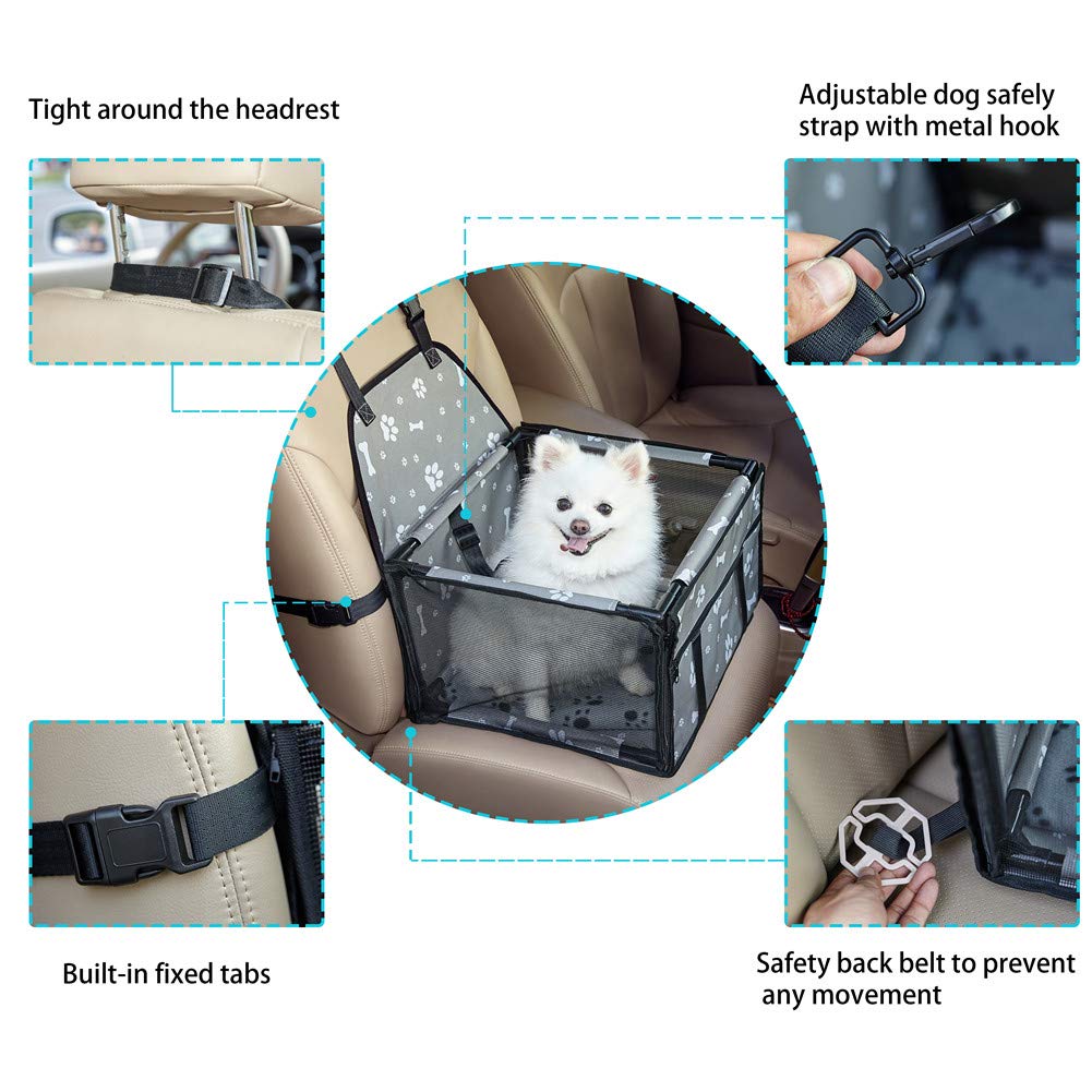 GENORTH Dog Car Seat Pet Booster Seat Pet Travel Safety Car Seat for Medium Dogs Up to 20lb,Breathable Folding Washable Travel Bags for Dogs or Other Pet