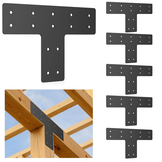 12" x 8" Post to Beam Bracket, T Plate 6 PCS, T Post Brackets Thickness 3mm T Plate for Repairing Fixing Connecting Mending Plate - IWONGO Supplied