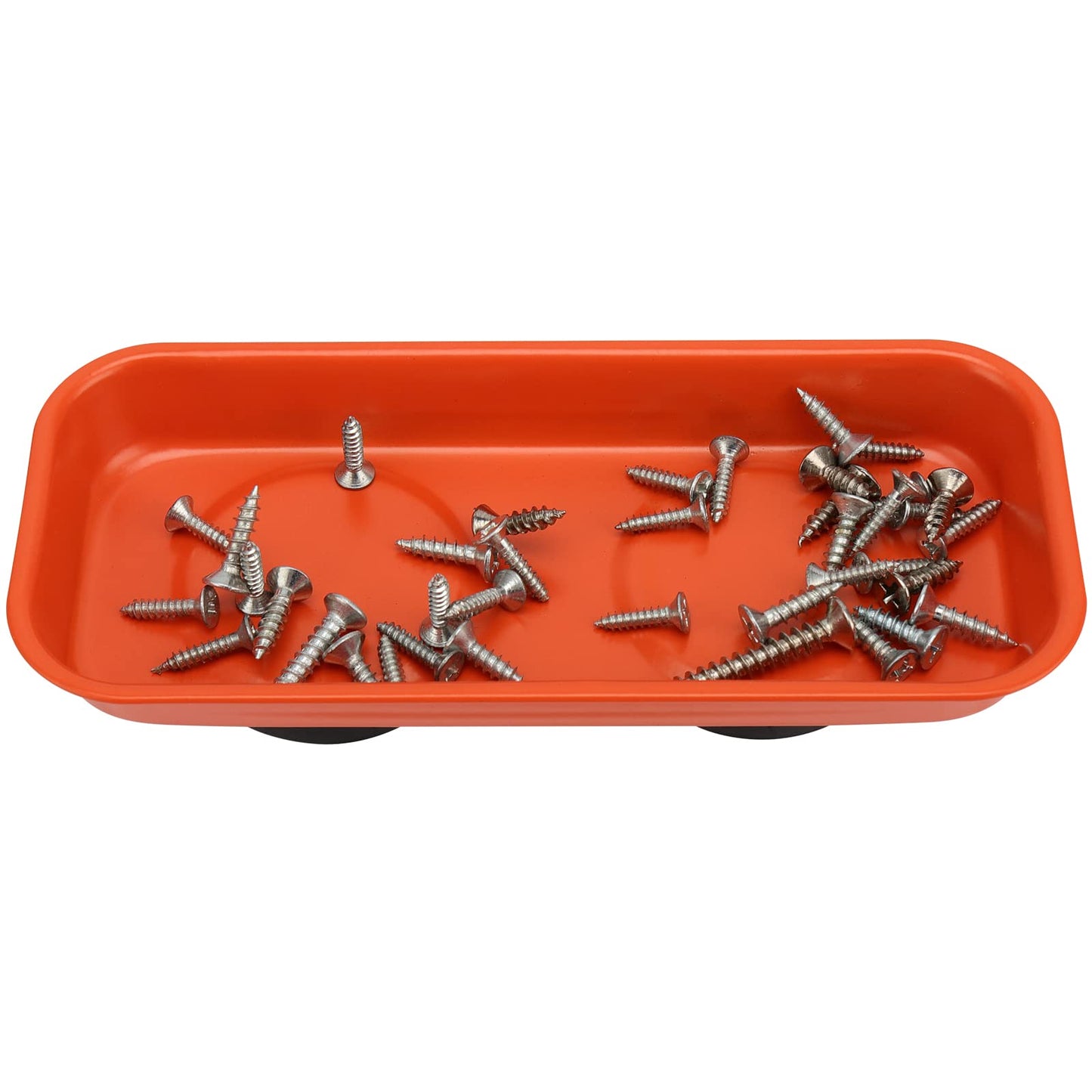 KEILEOHO 10-Piece Magnetic Parts Tray Set, Stainless Steel Magnetic Trays, Heavy Duty Magnetic Tools Tray Holder Square Metal Parts Tray for Screws, Nuts, Bolts Organization, Orange