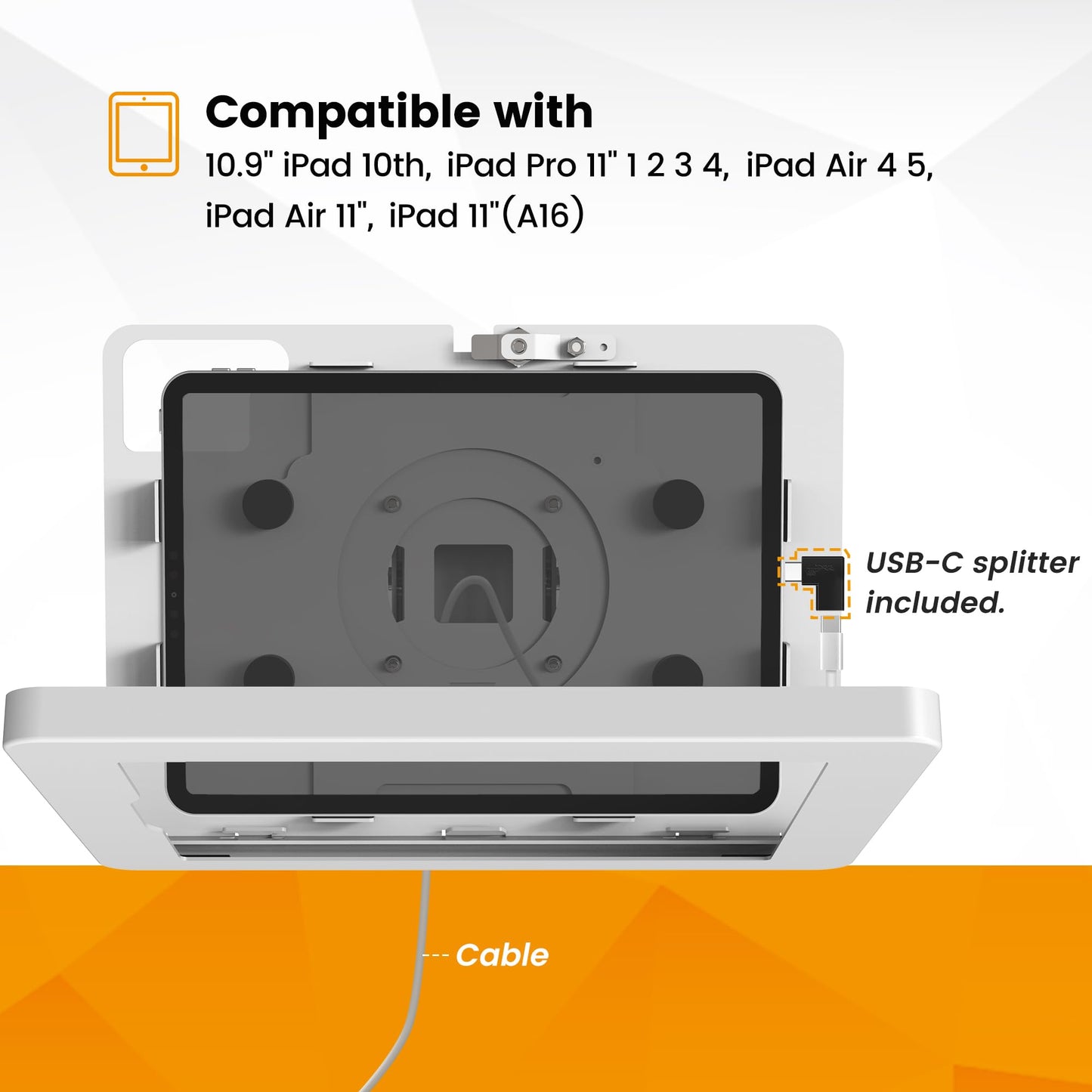 Beelta Tablet Wall Mount Compatible with 10.9" iPad 10th, Pro 11" 1 2 3 4, Air 4 5, Air 11", iPad 11"(A16) - BSW101WA