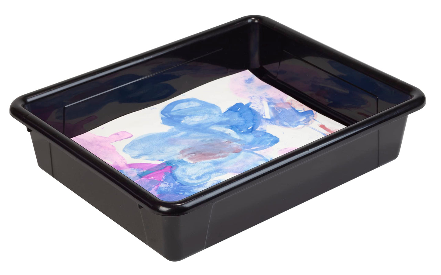 Storex Letter Size Flat Storage Tray – Organizer Bin for Classroom, Office and Home, Black, 5-Pack (62516A05C), 10 x 13 x 3 Inches