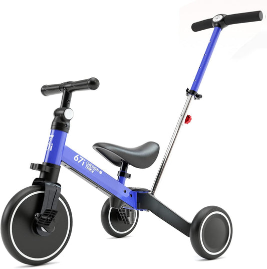 67i 5 in 1Tricycles for 1-3 Year Old Toddler Tricycle with Push Handle Baby Balance Bike 1 Year Old Ride On Toys for Toddlers 1-3 Infant Bike Girls Boys Gifts Kids Tricycle (Blue)