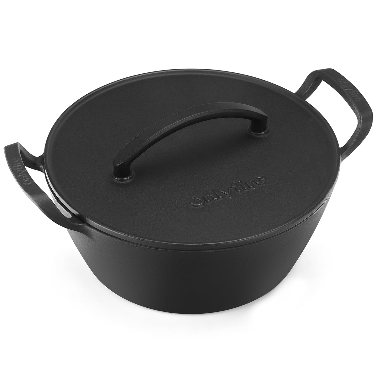 onlyfire Cast Iron Dutch Oven Pot with Dual Handles Heavy Duty Round Casserole for Gas Stoves & Open Flame Cooking