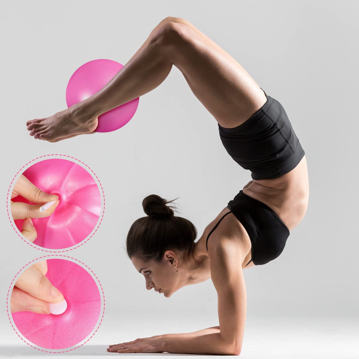 Aoriher 10 Pieces 9 Inch Exercise Pilates Ball Yoga Therapy Ball for Yoga Stability Barre Training Stretching Physical Posture Training Gym(Pink, Purple)