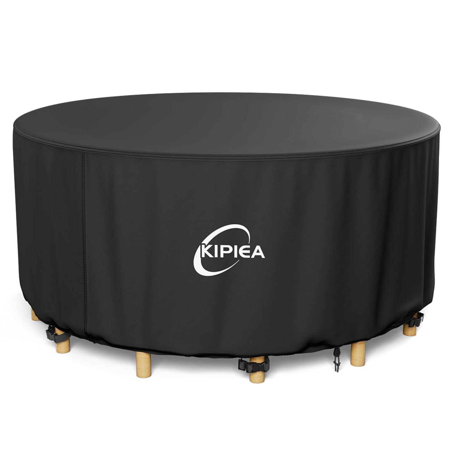 Kipiea Round Patio Table Cover 110" Dia x 36" H, Super Waterproof Round Patio Furniture Cover, Heavy-Duty Round Outdoor Table Cover for Outdoor Furniture Set, UV and Tear Resistant
