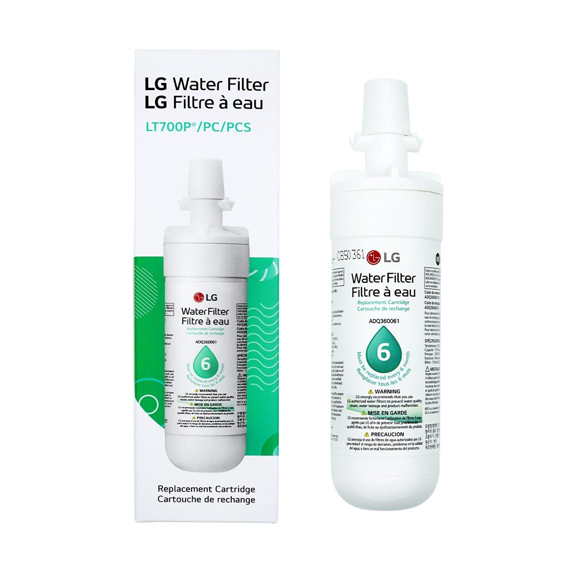 LG LT700P Genuine Replacement Refrigerator Water Filter, 1-Pack (LT700P/PC/PCS) by LG Canada White
