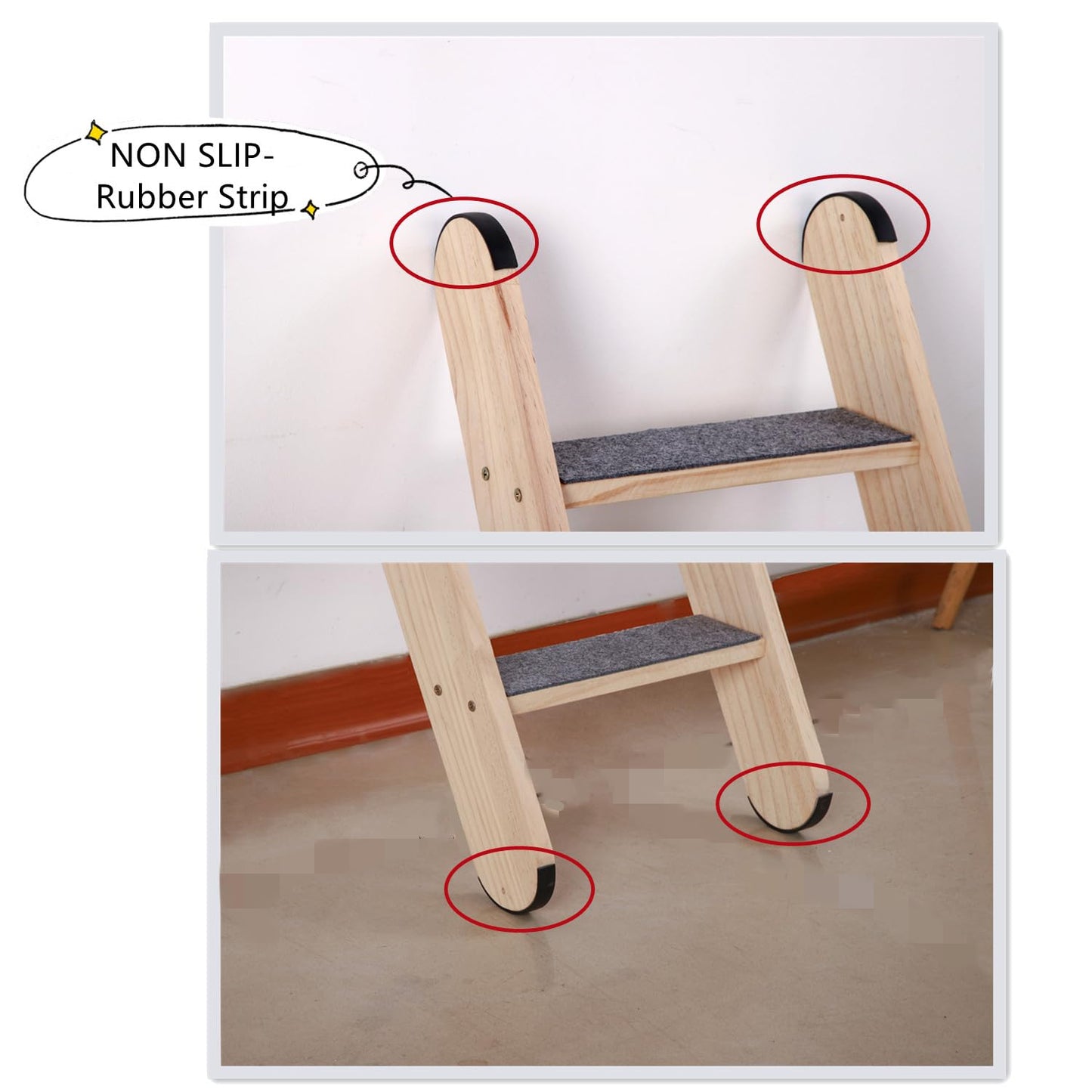 SHENGOCASE Solid Wood Wall Leaning Cat Ladder for Indoor Cats and Small Medium Dogs, Step for Window Bed, Wall Climbing Furniture (47.2")