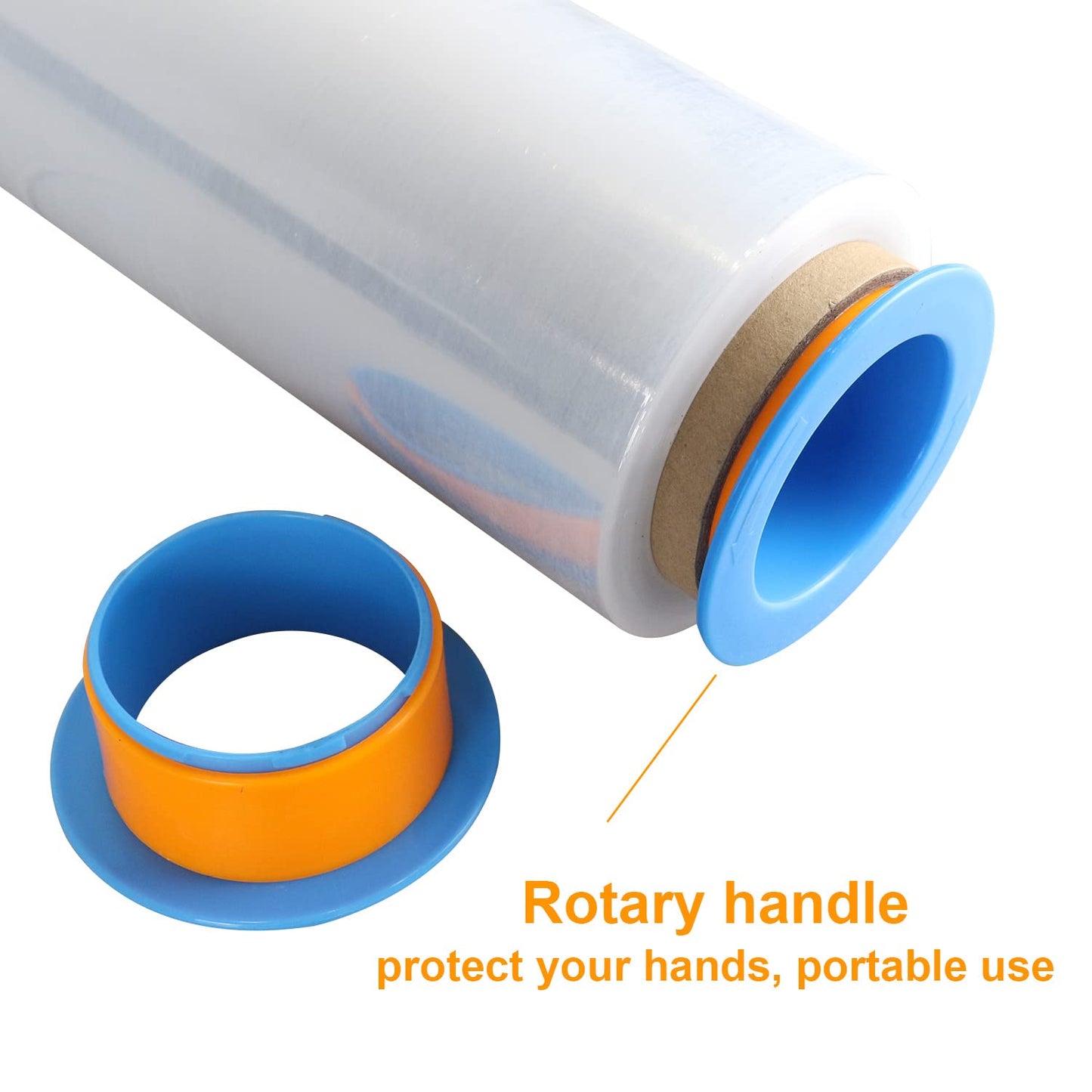 BOMEI PACK Stretch Wrap Film, Plastic Wrap 40cm x 250m, 2 Packs with Rotatable Sleeve