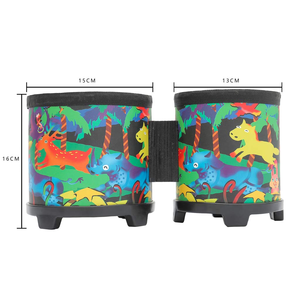 Musfunny Bongo Floor Drum Set 5"- 6" Club Gathering Rhythm Drum Percussion Musical Instruments with Colorful Mallets (5" and 6")