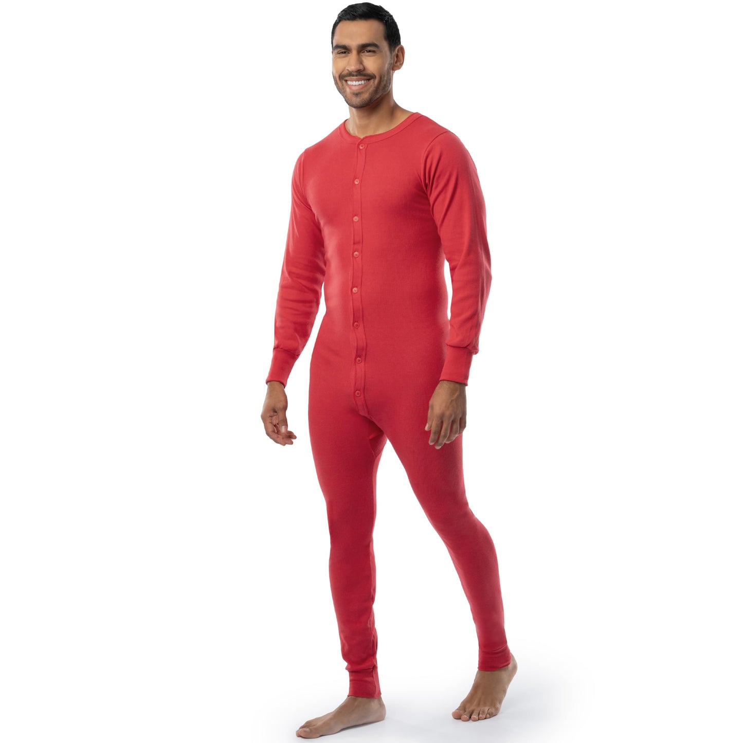 Indera 865US4XLRD Men's Cotton 1 x 1 Rib Union Suit, Red, 4X-Large